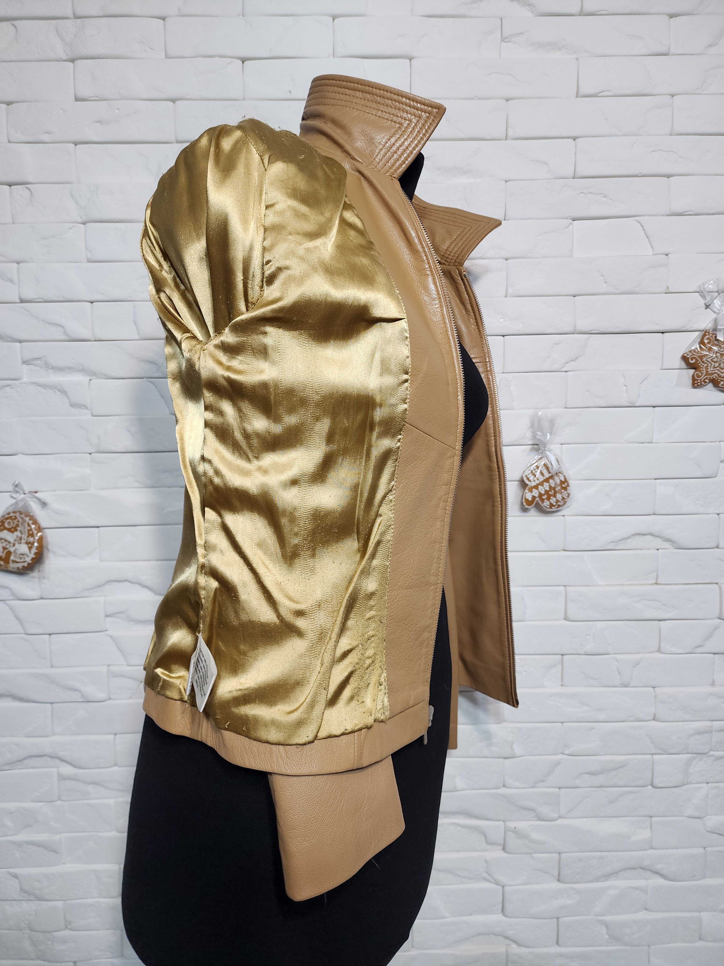 Genuine Leather Brown Leather Sport Jacket: Women's Genuine Leather Zip-Up Size M / US 6-8 / IT 42-44 - 9 Thumbnail