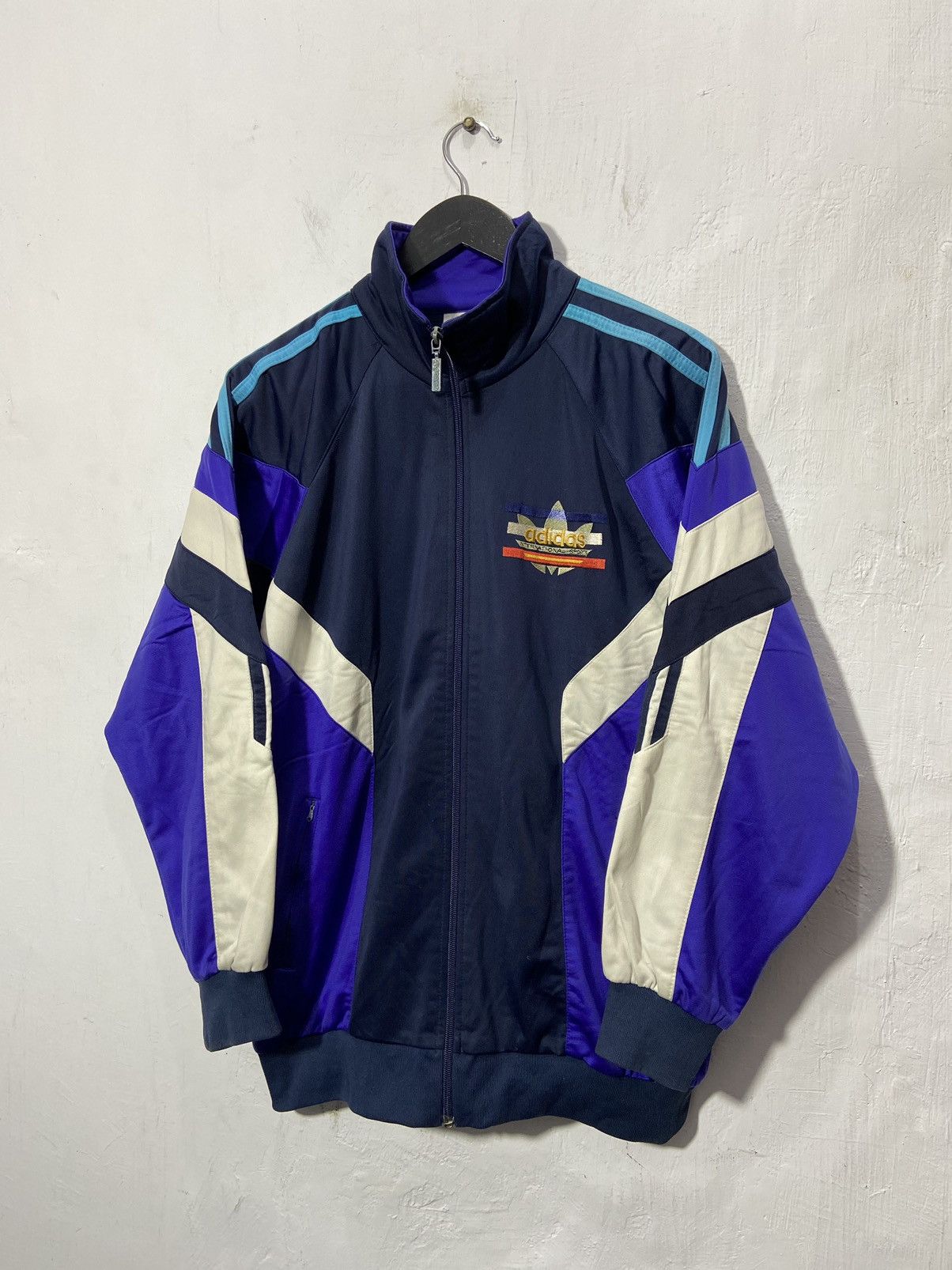 Vintage 90s Adidas Multicolor Track Jacket Blue