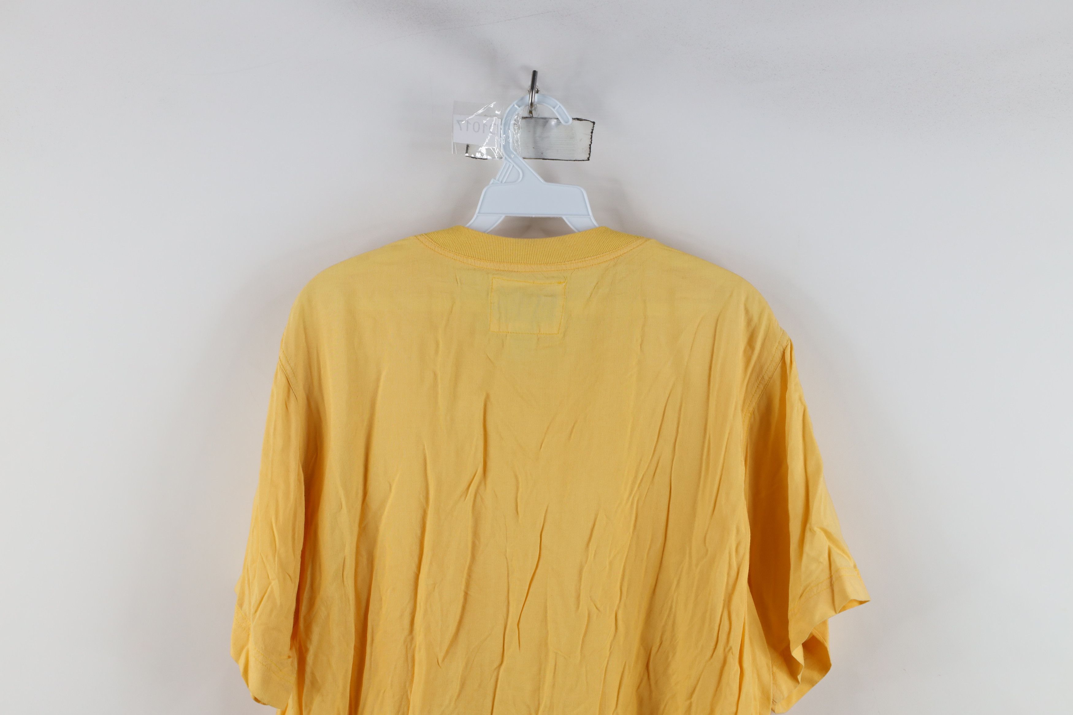 Vintage Vintage 90s Streetwear Rayon Gabardine Pocket T-Shirt Yellow Size US S / EU 44-46 / 1 - 12 Thumbnail