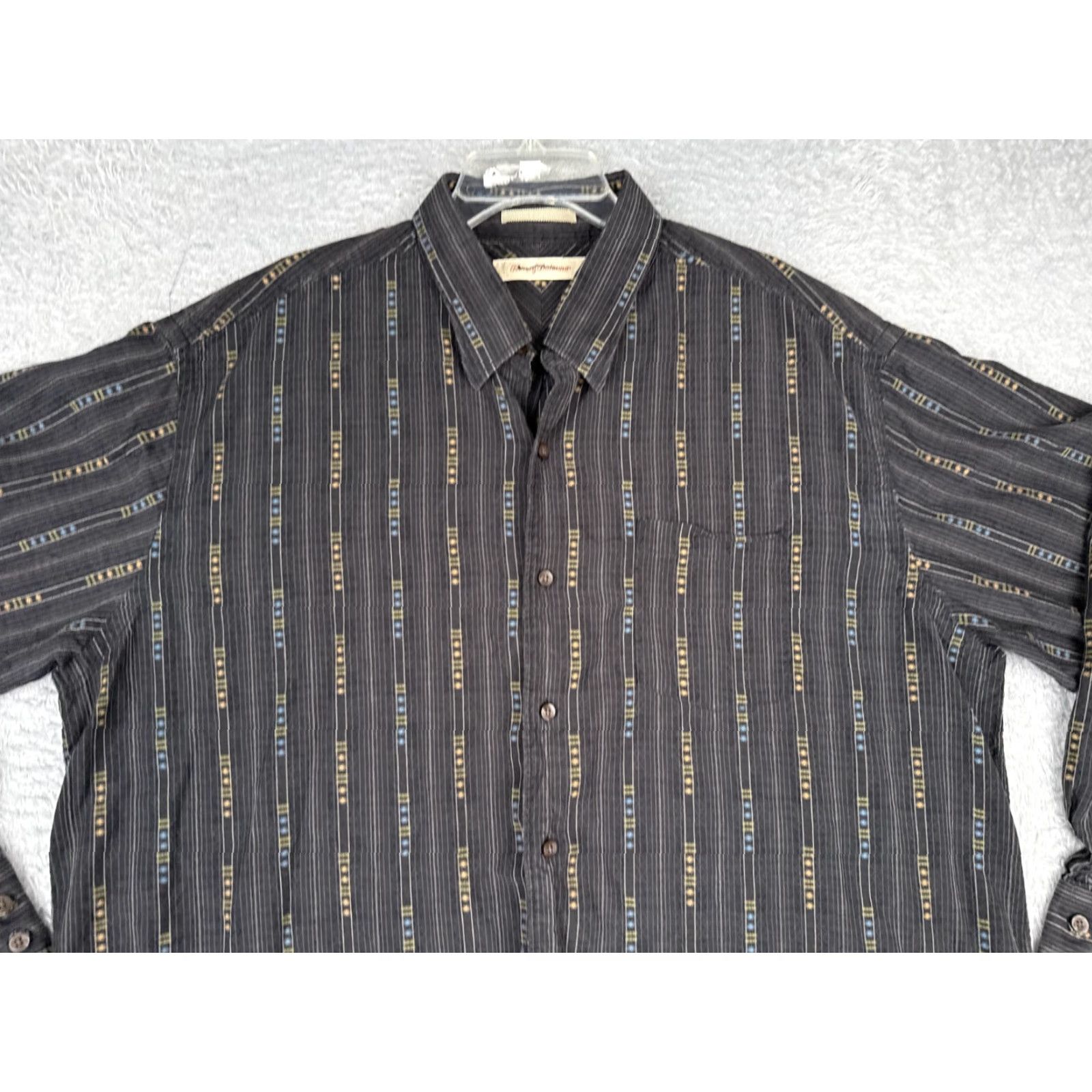 Tommy Bahama Tommy Bahama Shirt Men 2XL Black Vertical Stripe Long Sleeve Tencel Blend Button-Up Casual Beach Hawaiian Resort Aloha Size US XXL / EU 58 / 5 - 4 Thumbnail