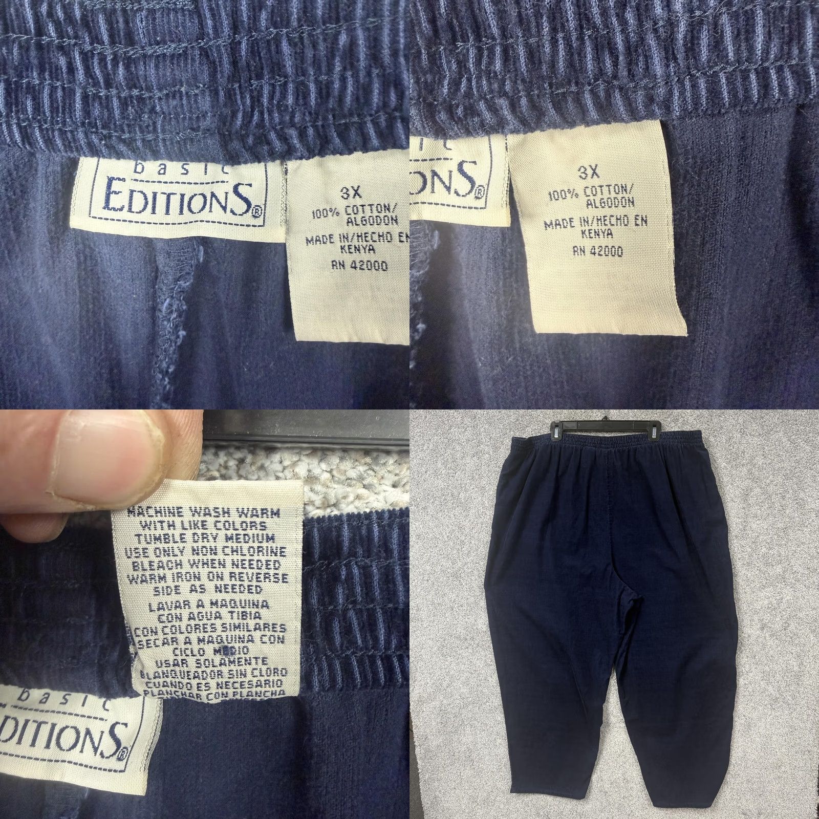 Basic Editions VINTAGE Basic Editions Pants 3X 42x27 Corduroy Tapered Elastic Pockets Pull On 90s Grunge Bohemian Grannycore Loungewear Womens Size 40" / US 18 - 8 Thumbnail