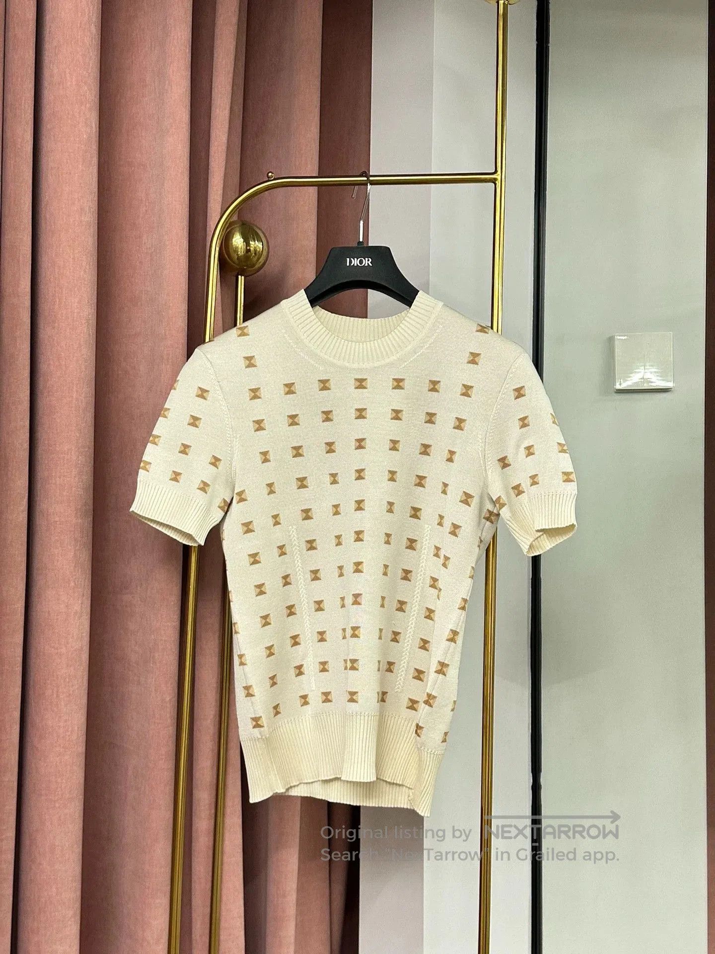 Hermes Printed Knit Short Sleeve Top.