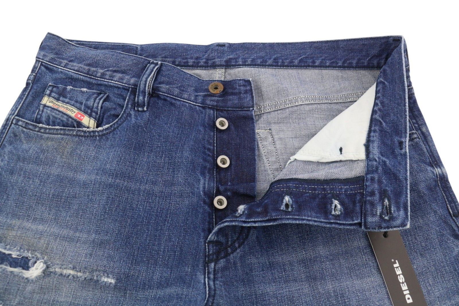 Diesel MHARKY 080AH W34 Blue Faded Distress Cropped Jeans 89136 Size US 34 / EU 50 - 5 Thumbnail
