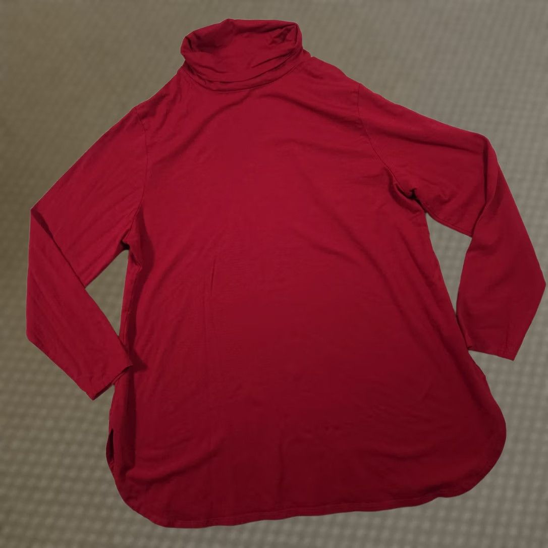 J. Jill J. Jill Shirt Womens XL Red Luxe Supima Turtleneck Long Sleeve Tunic Top Stretch Shirt Woman XL Red Luxe Supima Tunic Size XL / US 12-14 / IT 48-50 - 1 Thumbnail
