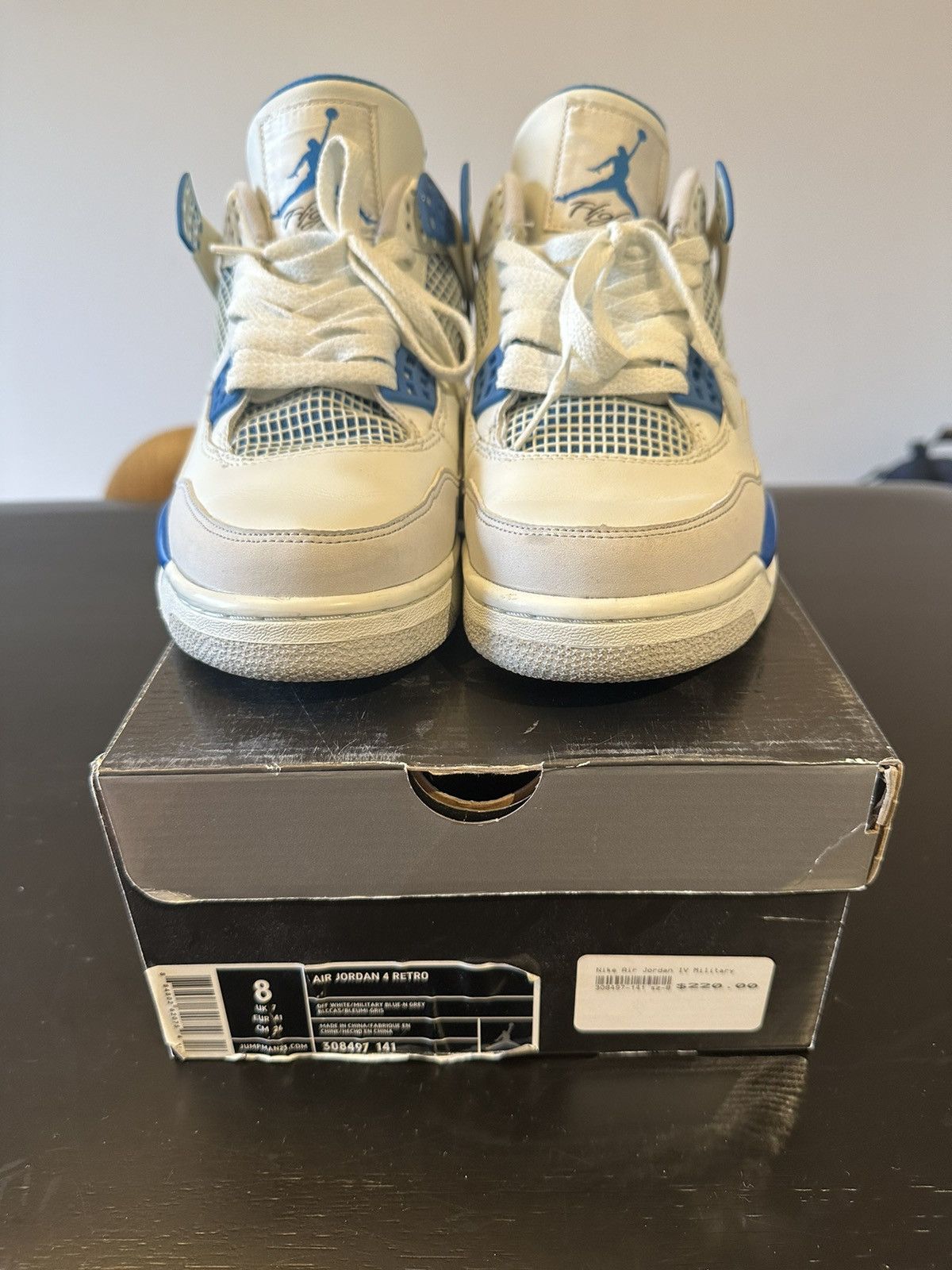 image of Air Jordan 4 Retro “Military” Shoes in White, Men's (Size 8)