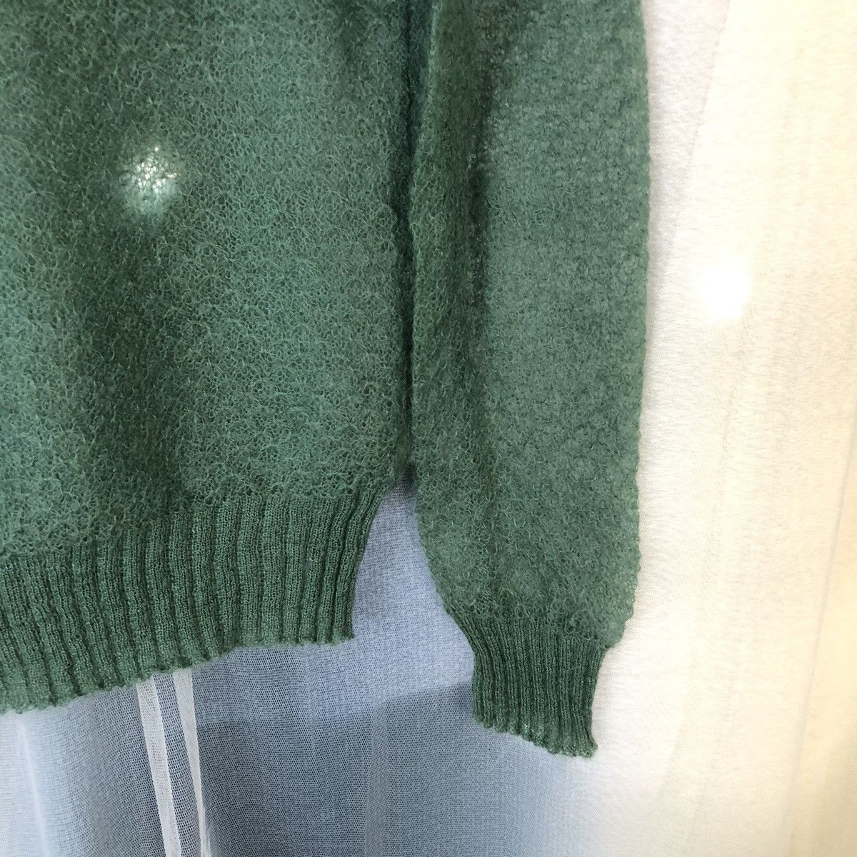 Homespun Knitwear R OH Green Mesh Net Crochet Green Knitwear #7404 Size S / US 4 / IT 40 - 7 Thumbnail