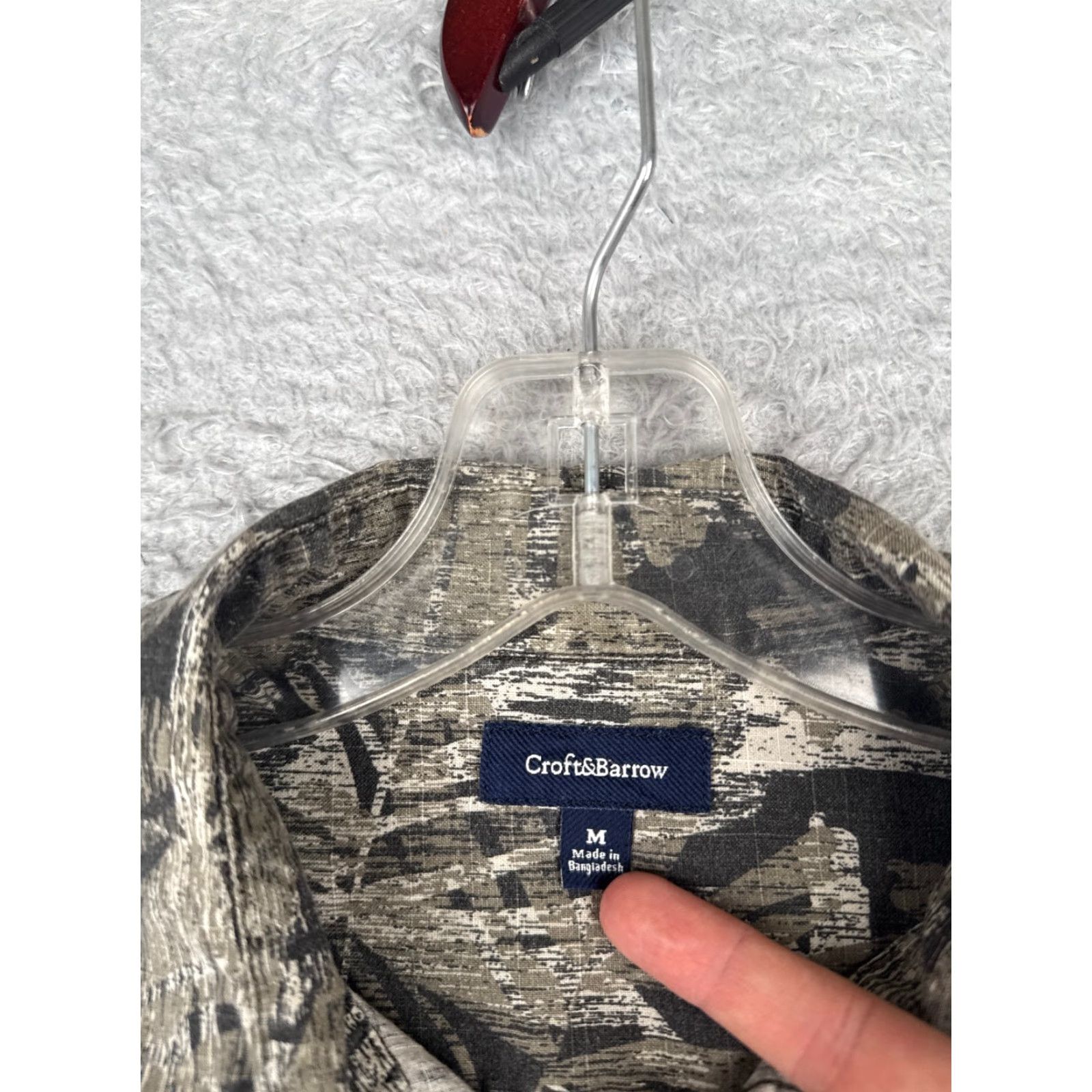 Croft & Barrow Croft & Barrow Shirt Adult Medium Gray Floral Hawaiian 100% Cotton Short Sleeve Mens Size US M / EU 48-50 / 2 - 7 Thumbnail