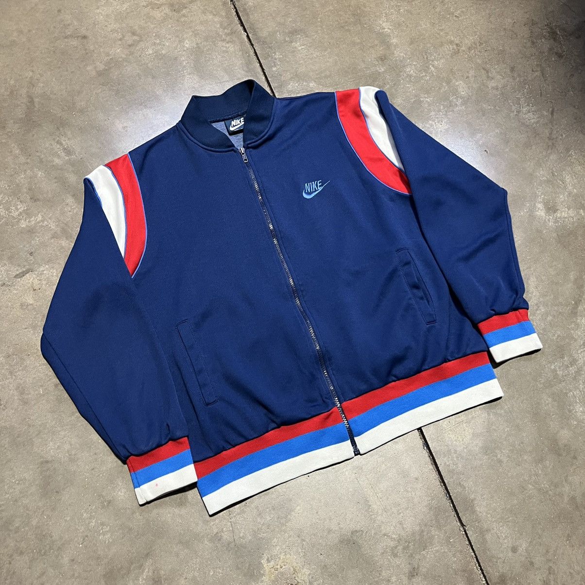 Nike Vintage 80s Nike Track Jacket Warm Up Full Zip Retro Ringer Size US XL / EU 56 / 4 - 4 Thumbnail