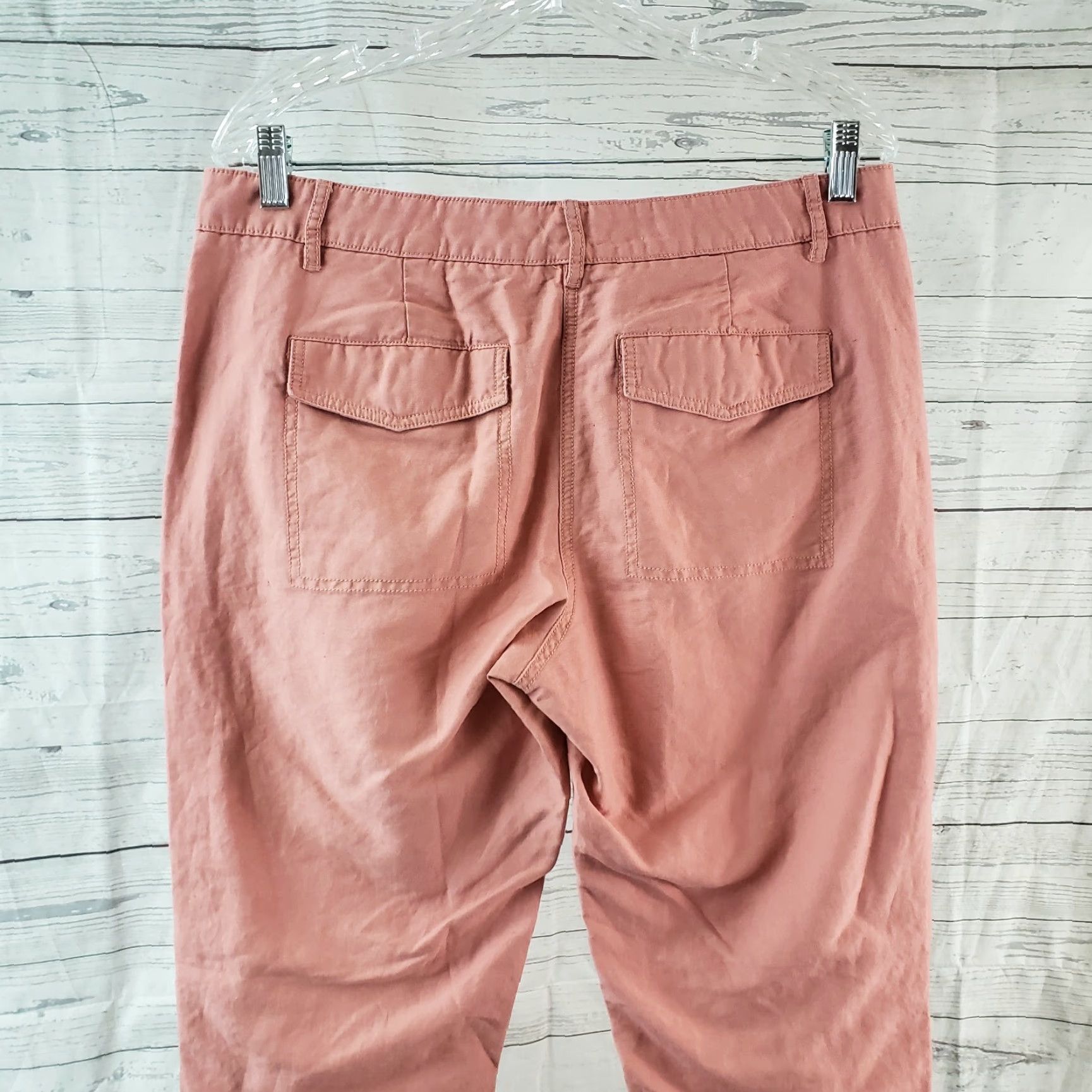 Ann Taylor VINTAGE? NO — Ann Taylor LOFT Womens Pants 8 Pink Linen Blend Tapered Leg Mid Rise Linen Blend Pants 8 Pink Mens Womens Girls? Size 30" / US 8 / IT 44 - 4 Thumbnail