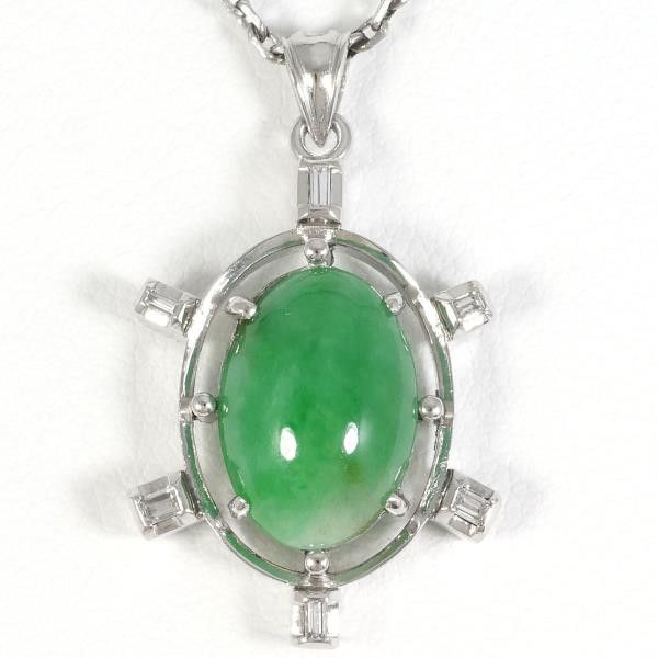Other Platinum Jade Diamond Necklace 38cm Natural Material
