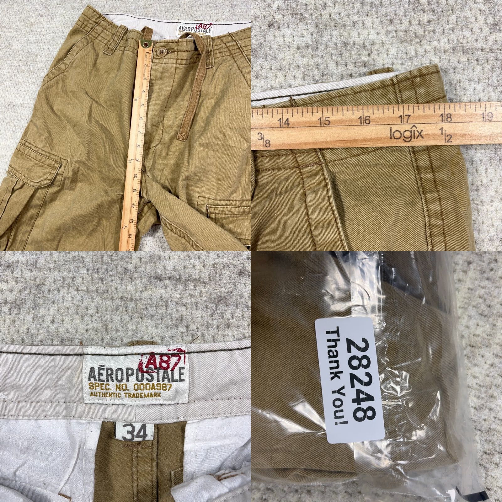 Vintage VINTAGE Aéropostale Cargo Shorts Men 34 Tan Brown Khaki Cargo Pocket 2000s Size US 34 / EU 50 - 8 Thumbnail