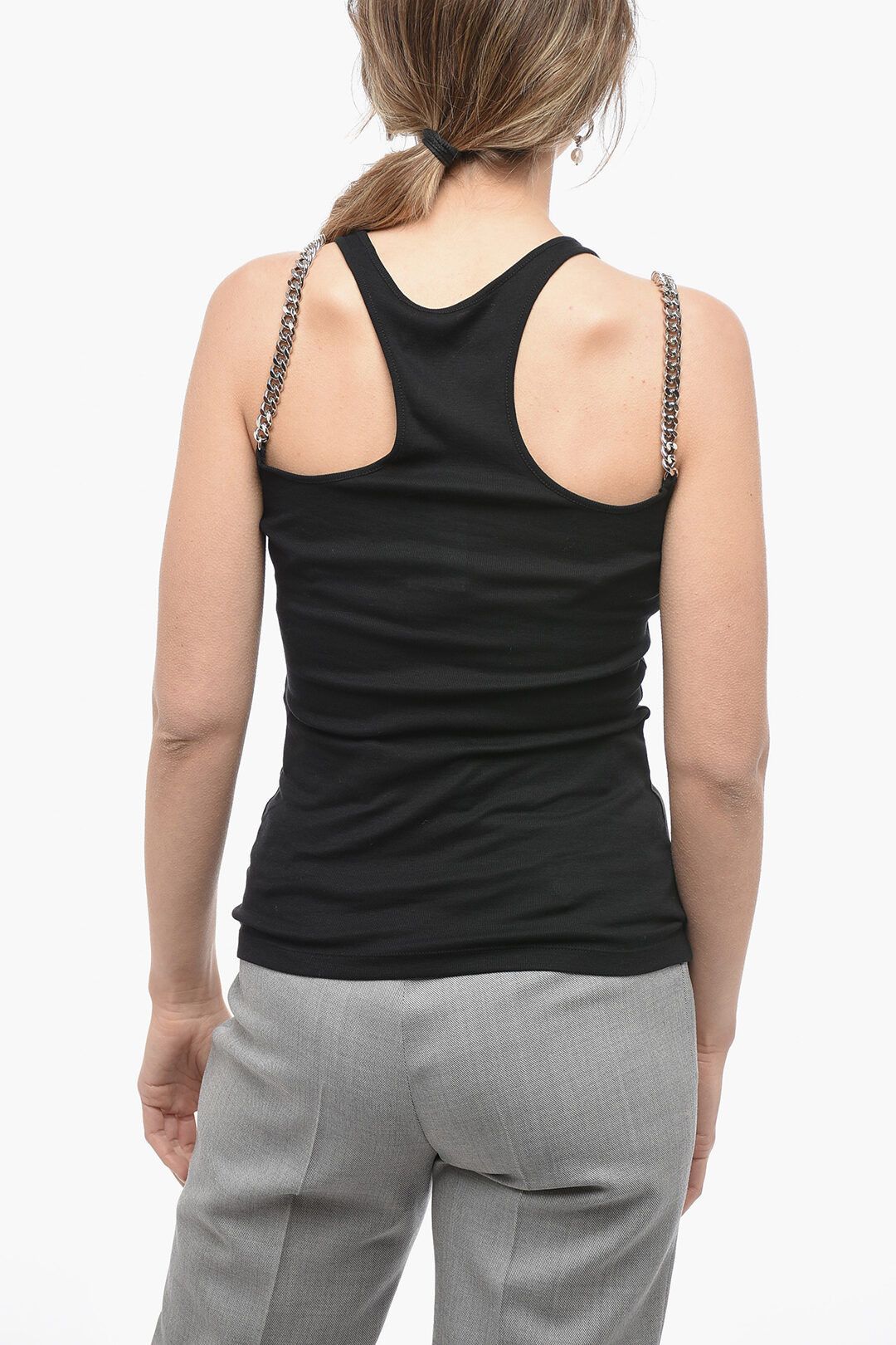 Stella McCartney og1mm0824 Tank Top With Chain in Black Size XS / US 0-2 / IT 36-38 - 2 Thumbnail