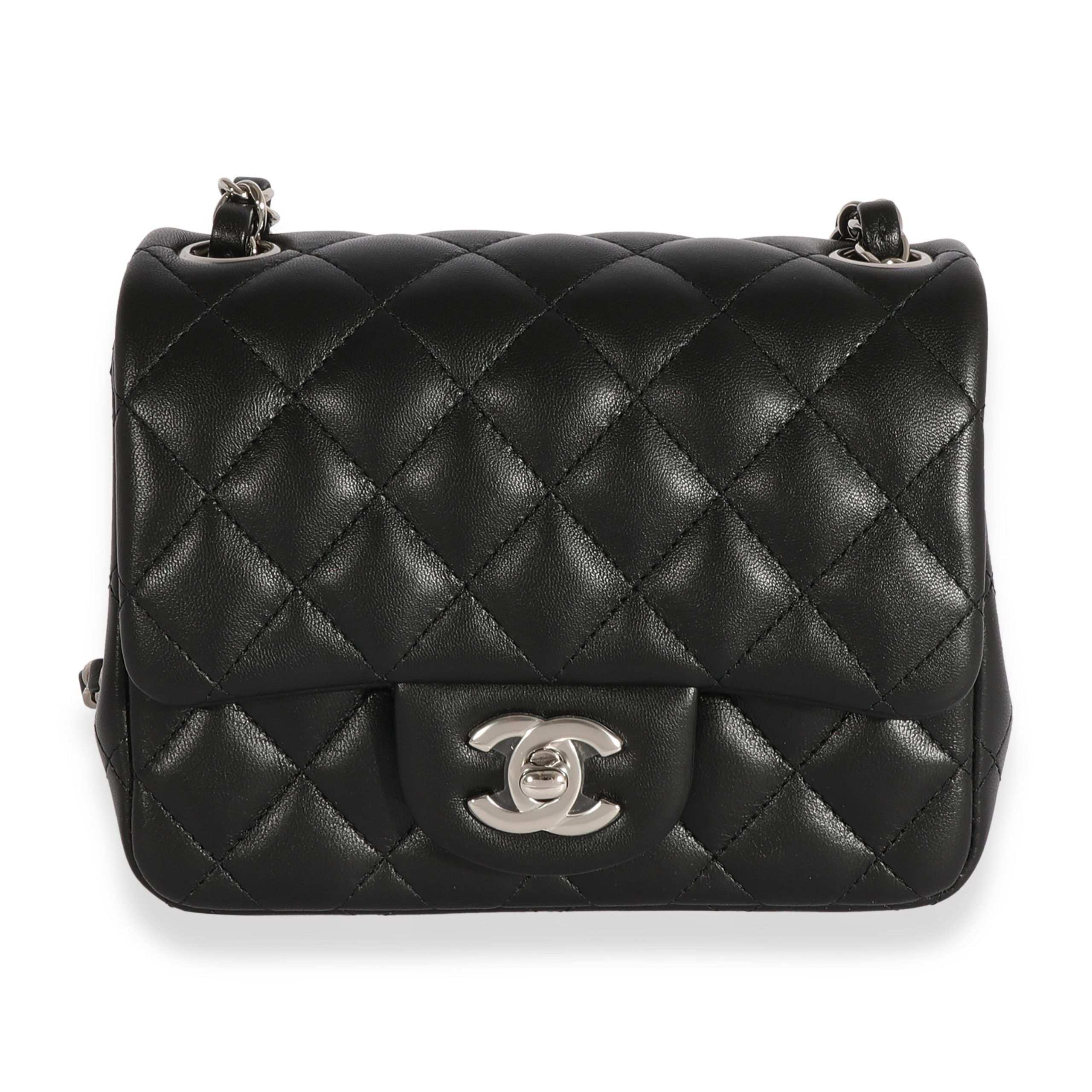 image of Chanel Black Quilted Lambskin Mini Square Classic Flap Bag, Women's