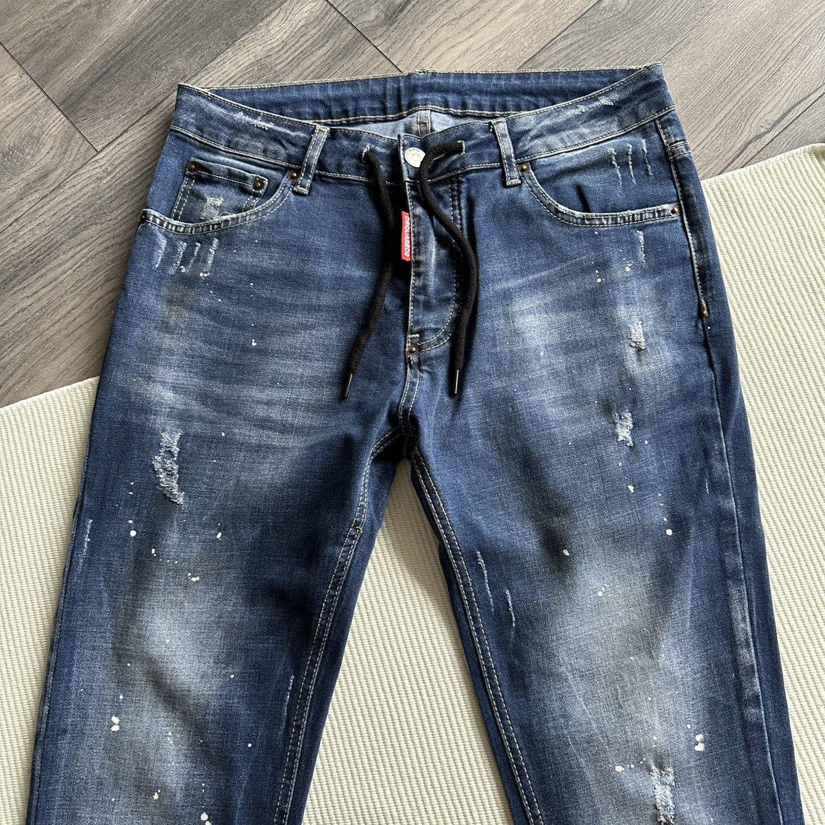 Dsquared2 DSQUARED2 Distressed Paint Splatter Slim Fit Blue Jeans Size US 32 / EU 48 - 3 Thumbnail