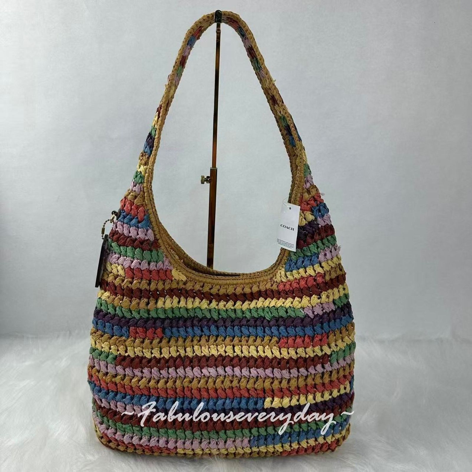 Coach COACH Brooklyn Shoulder Bag 34 In Straw/Brass/Multi CDZ40 Size ONE SIZE - 5 Thumbnail