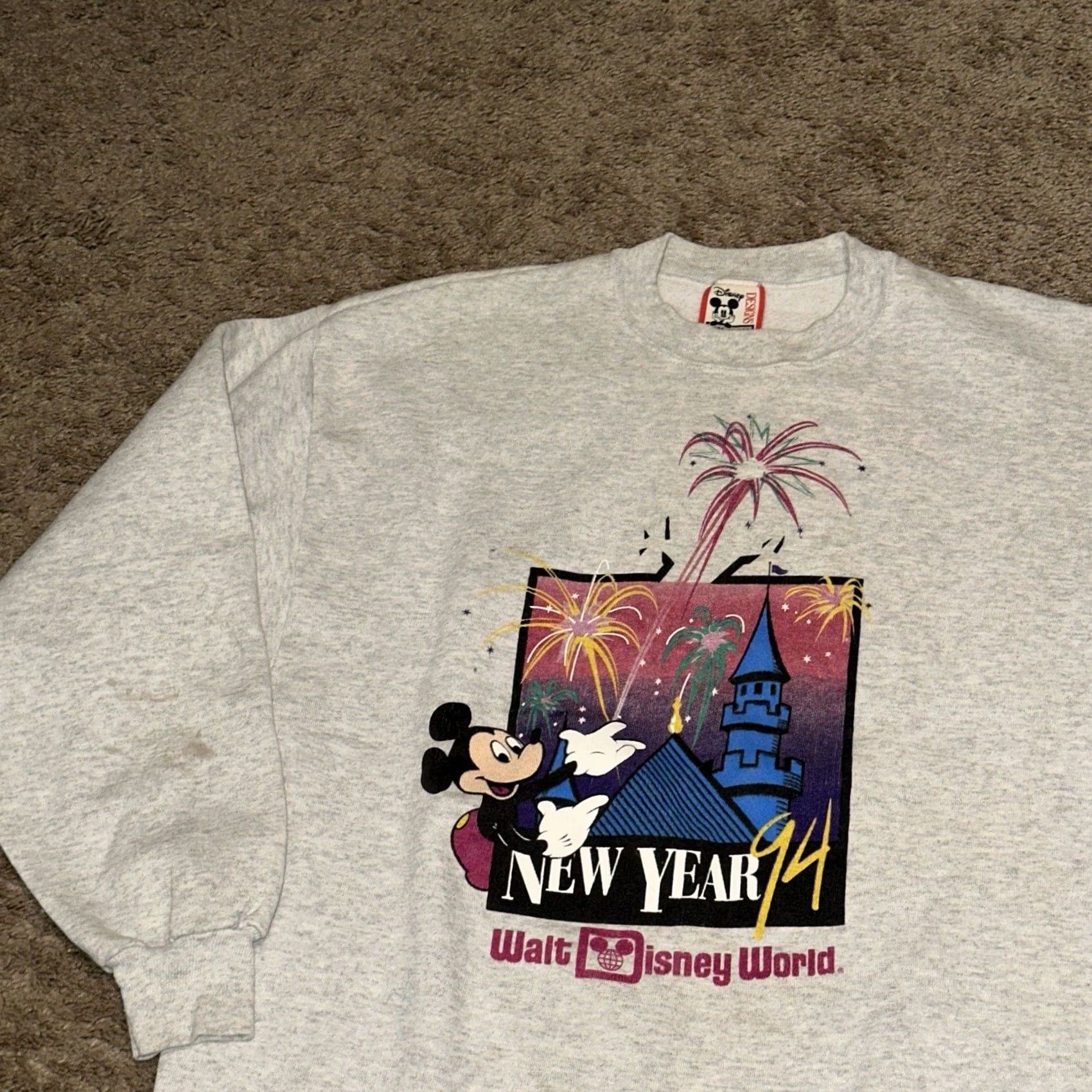 Disney VINTAGE Disney World Sweatshirt Mens XL 1994 Mickey Mouse Gray 90s Pullover Size US XL / EU 56 / 4 - 2 Thumbnail