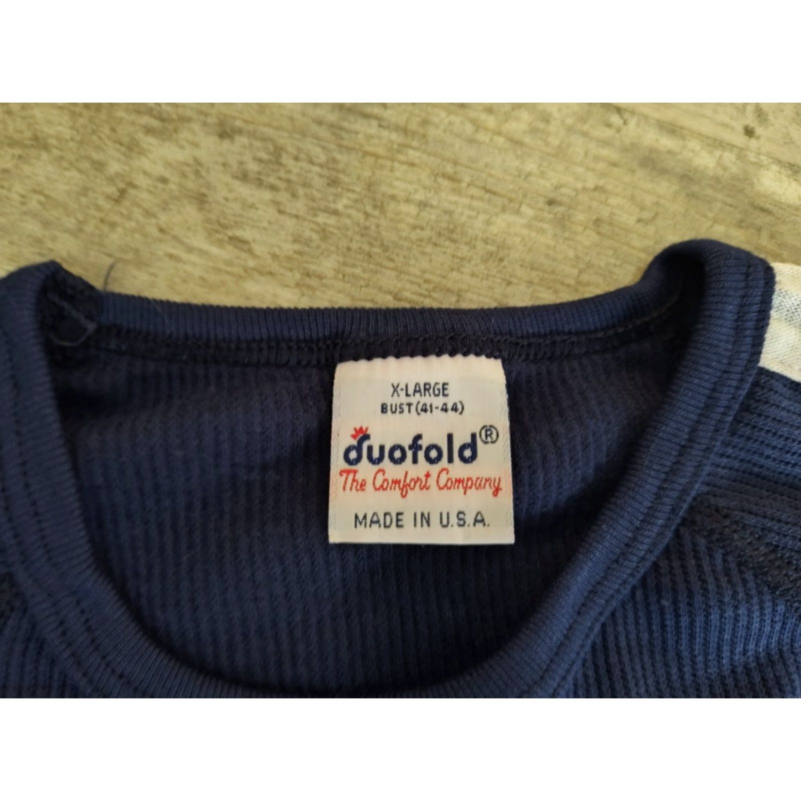 Layer 8 VINTAGE Duofold Shirt Slim XL Blue Striped Thermal Waffle Knit 90s 80s Womens USA Size XL / US 12-14 / IT 48-50 - 4 Thumbnail
