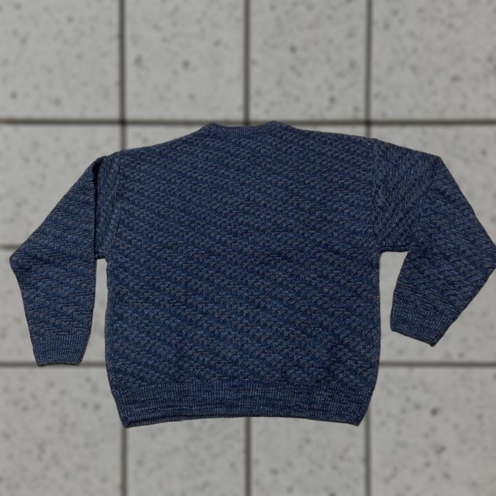 Etro VINTAGE Towncraft Sweater Men L Navy Texture Retro Y2k Streetwear Preppy New Deadstock Pullover Knit Crew Neck Long Sleeve Blue Mens Sweater Size US L / EU 52-54 / 3 - 1 Thumbnail