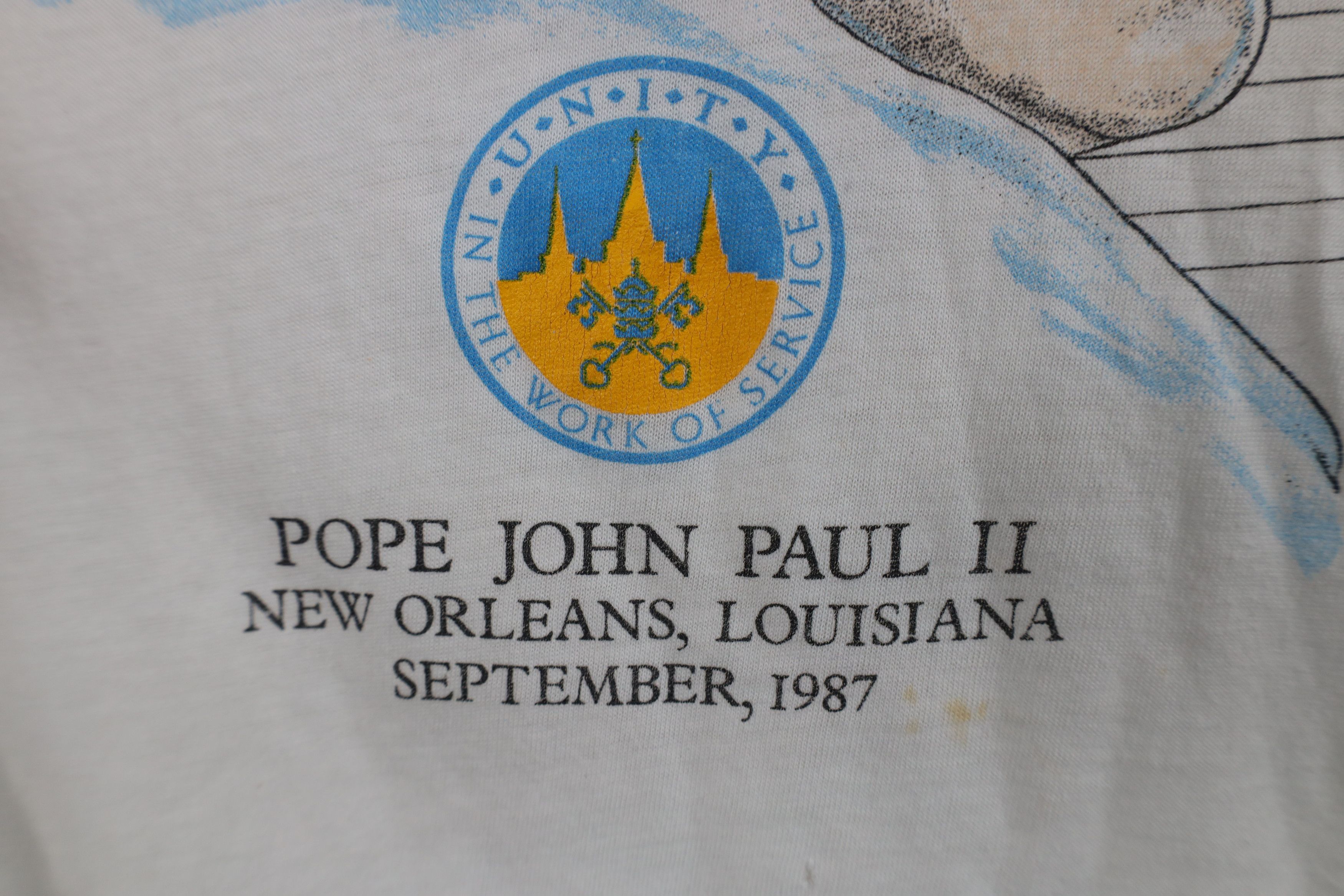 Vintage Vintage 80s Paul II Catholic Christian T-Shirt White USA Size M / US 6-8 / IT 42-44 - 6 Thumbnail
