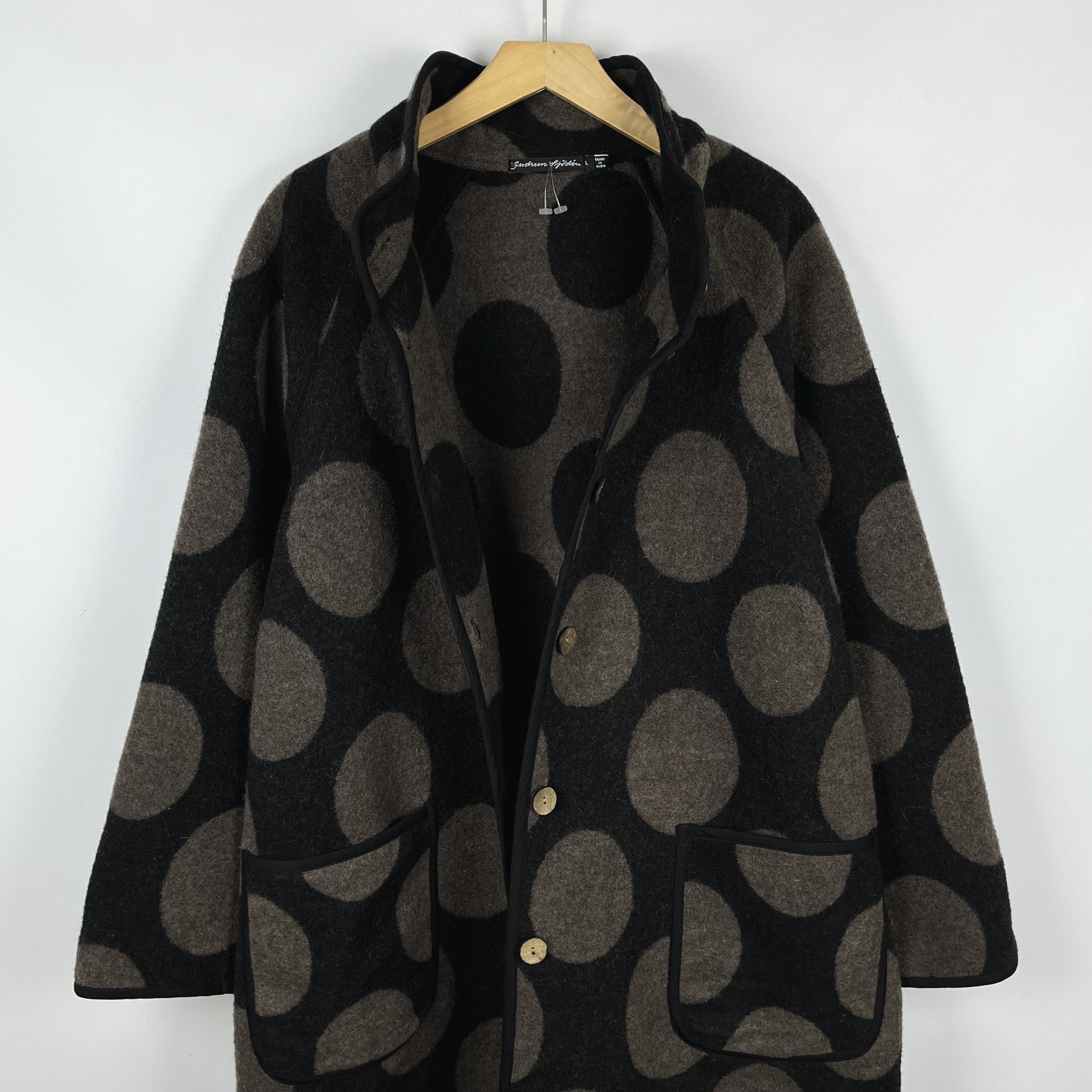 Gudrun Sjoden Ladies Gudrun Sjoden Polka Dot Wool Coat Size L / US 10 / IT 46 - 14 Thumbnail