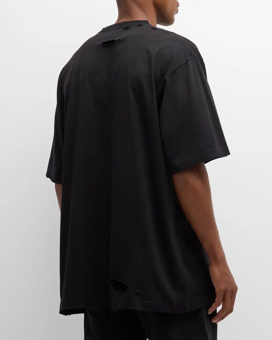 Balenciaga o1mt1gz0924 Destroyed T-Shirt Boxy Fit in Black Size L / US 10 / IT 46 - 3 Thumbnail