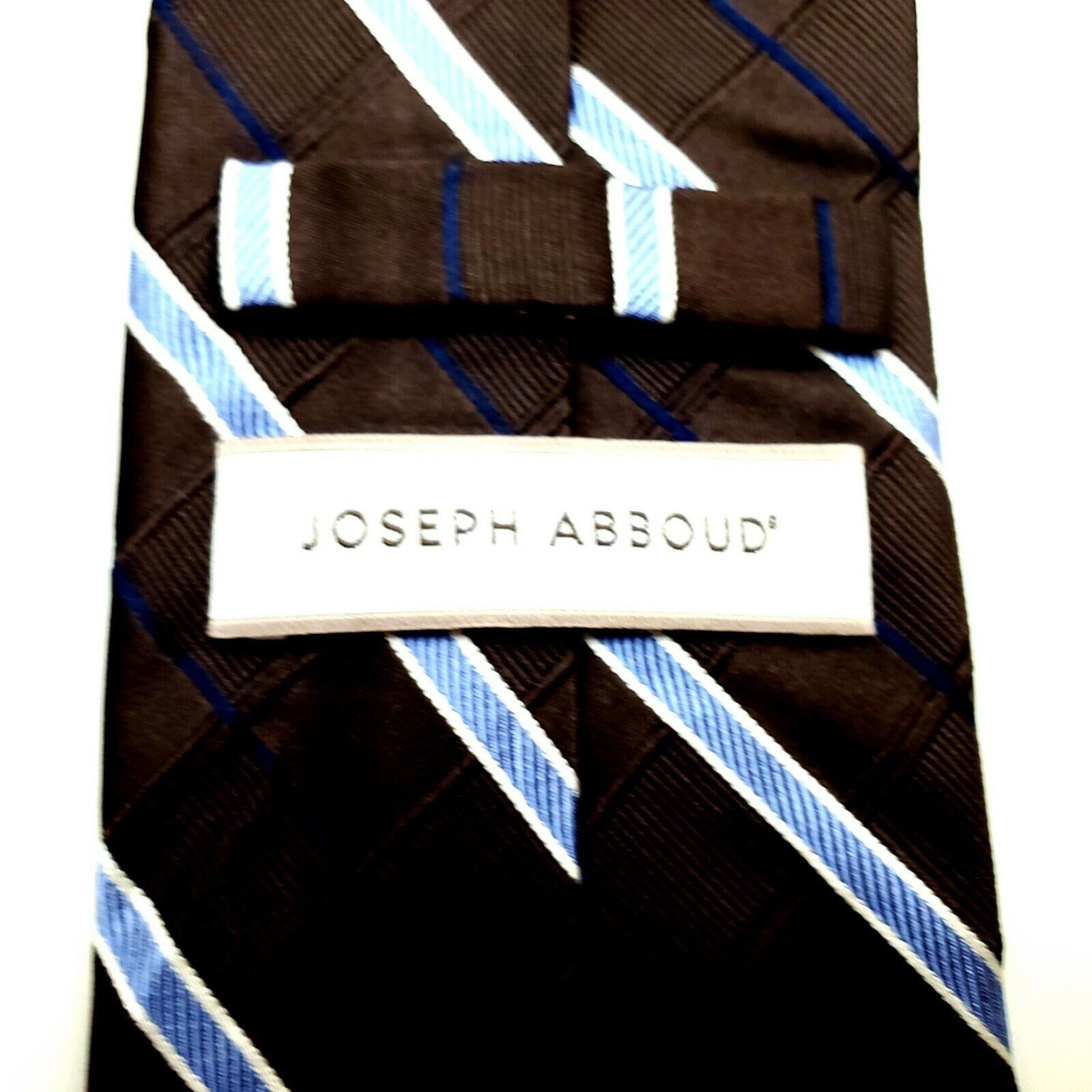 Joseph Abboud Joseph Abboud Silk Tie Brown Woven Plaid Blue Striped Classi Size ONE SIZE - 3 Thumbnail