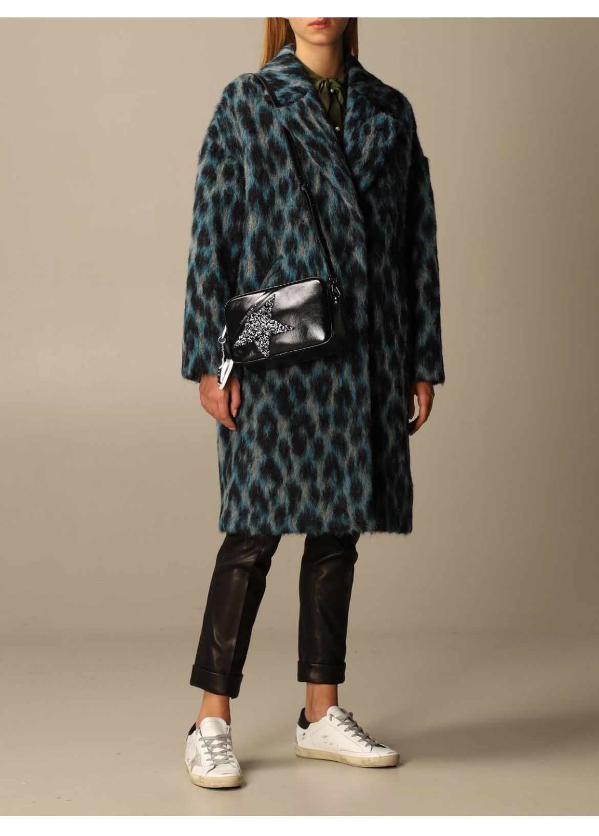 image of Golden Goose Alberta Leopard Coat in Green, Women's (Size Medium)