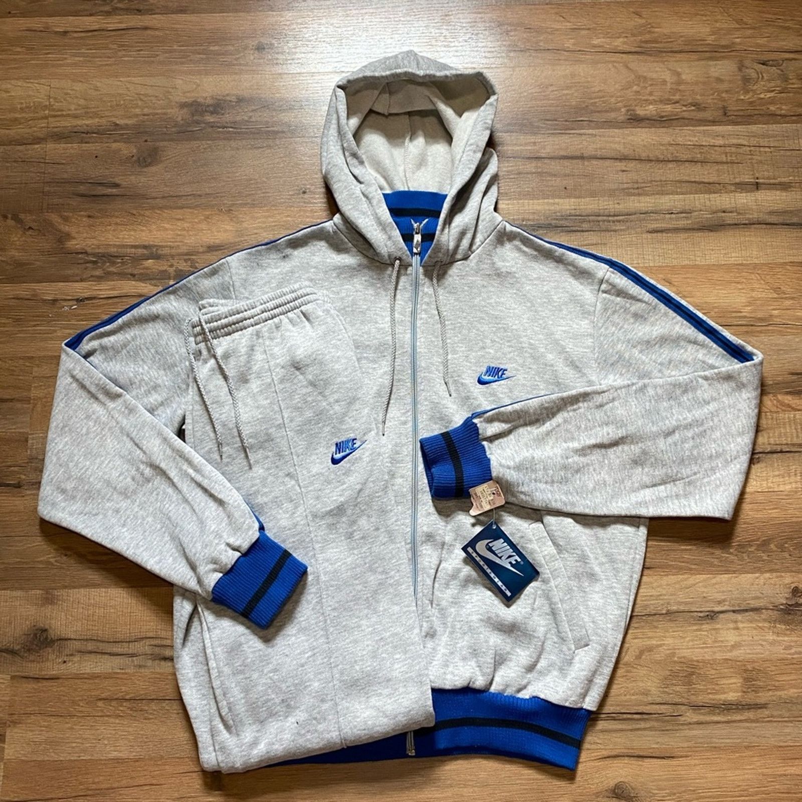 Nike 80s Nike Zip Sweatshirt Sweatpants Matching Set Sweatsuit Size US M / EU 48-50 / 2 - 1 Thumbnail