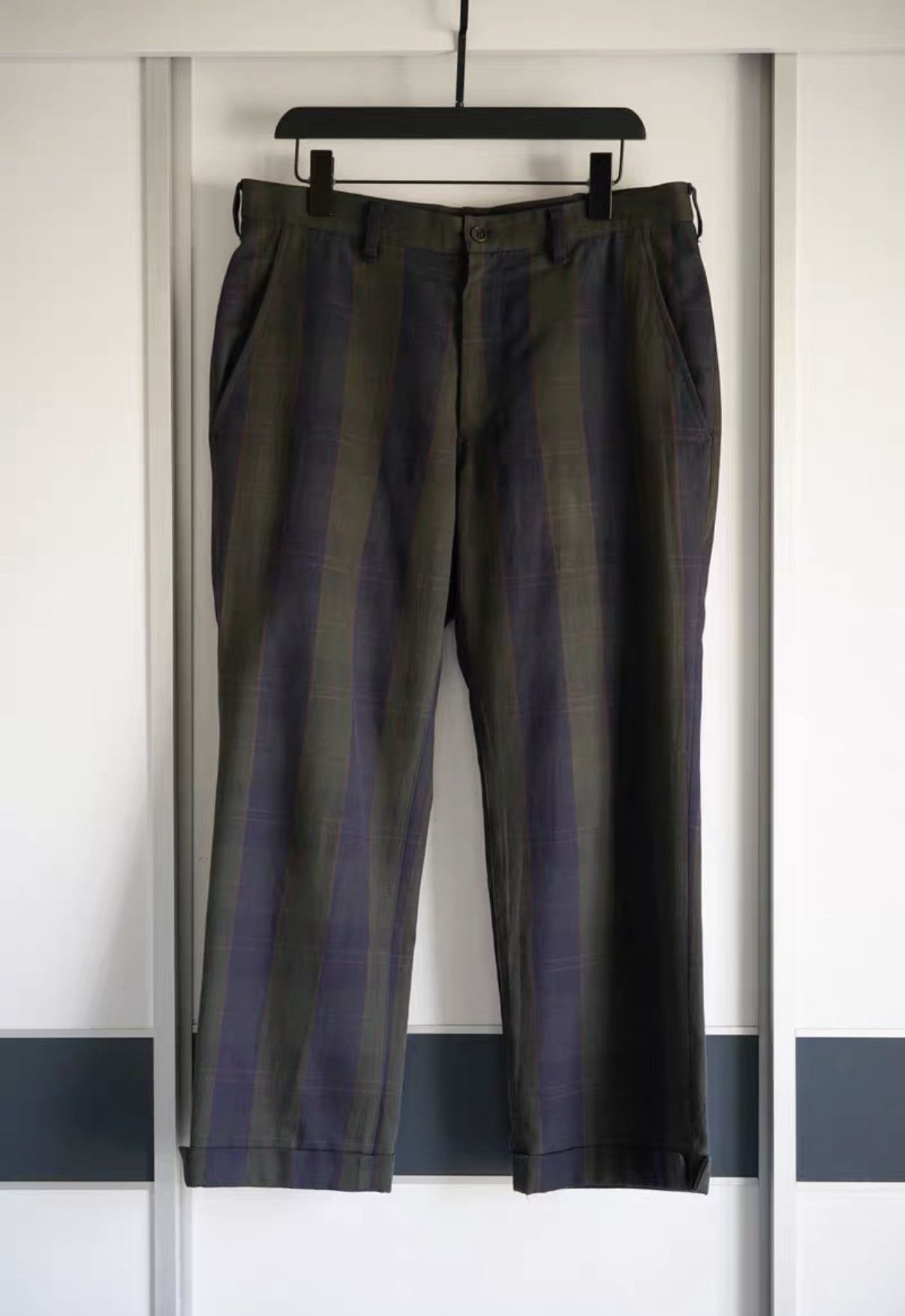Yohji Yamamoto Yohji Yamamoto 12aw Plaid Fold-over Wool Pants K4 Size US 34 / EU 50 - 1 Thumbnail