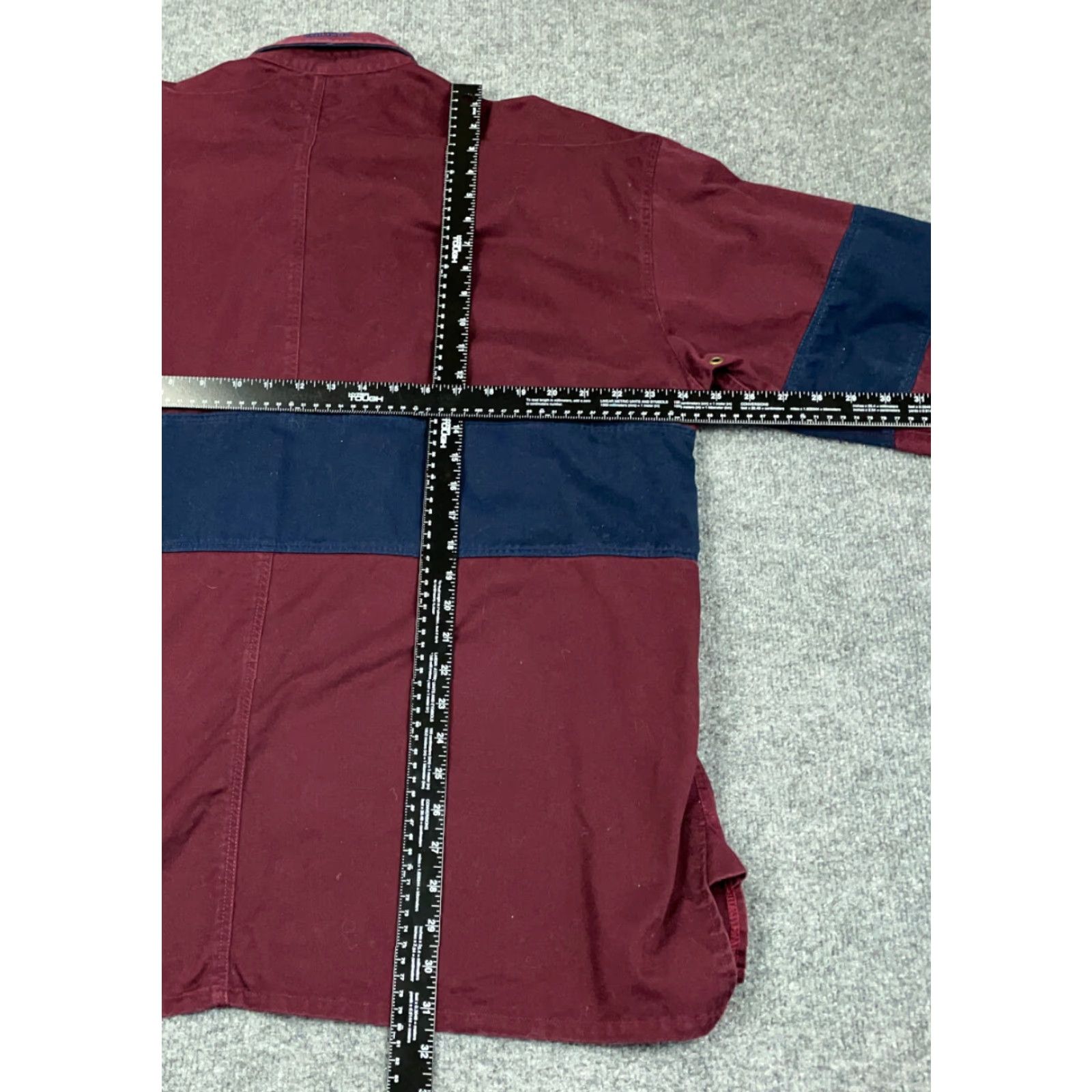 Tommy Hilfiger VINTAGE Tommy Hilfiger Athletics Shirt Striped 1/2-Button Dark Red Blue Heavyweight Cotton Adult XL Men Casual Workwear 90s Crest Pocket Button-Front Size US XL / EU 56 / 4 - 3 Thumbnail