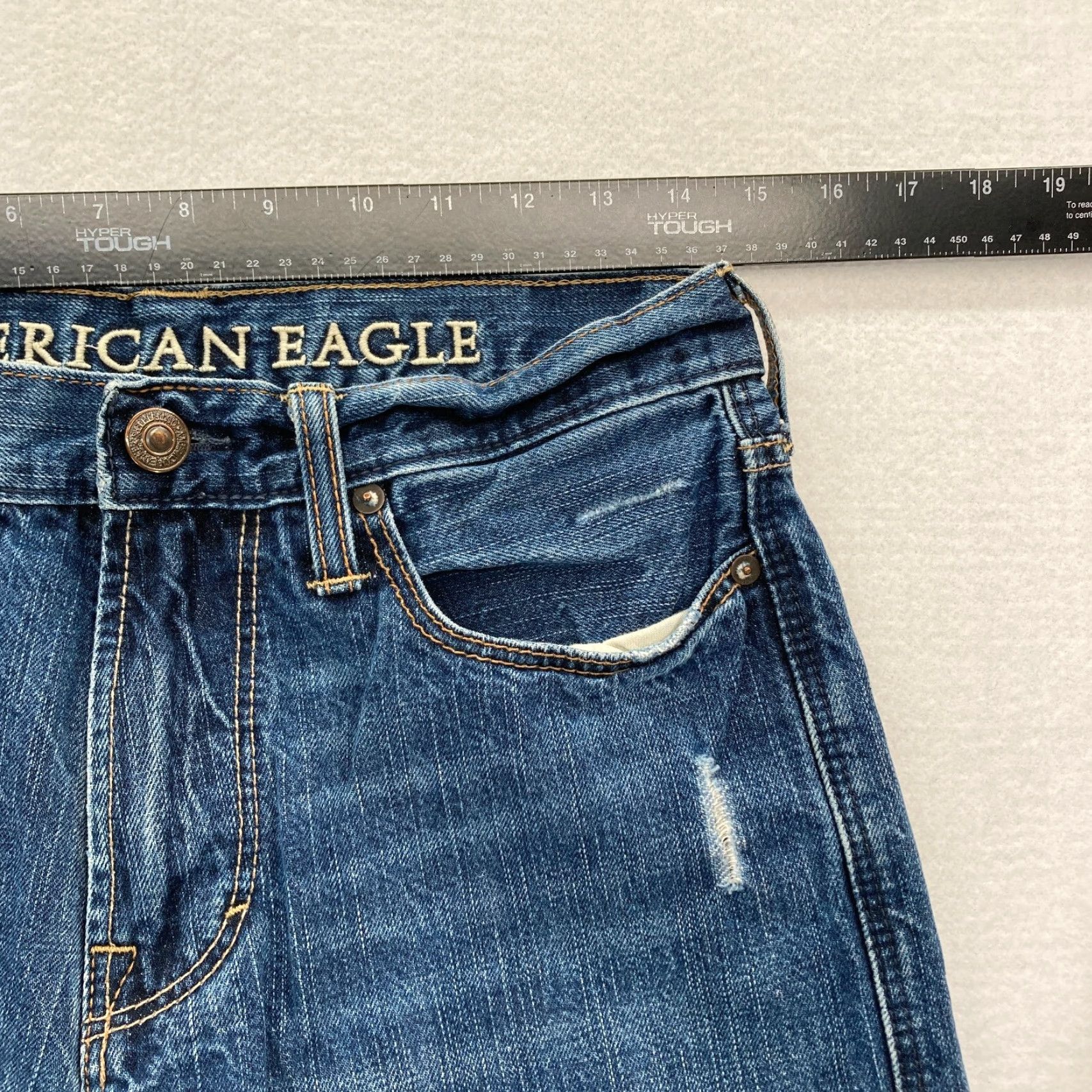 American Eagle Outfitters American Eagle Jeans Mens 29x32 Bootcut Medium Wash Blue Denim Distressed Pants Jeans Size US 29 - 6 Thumbnail