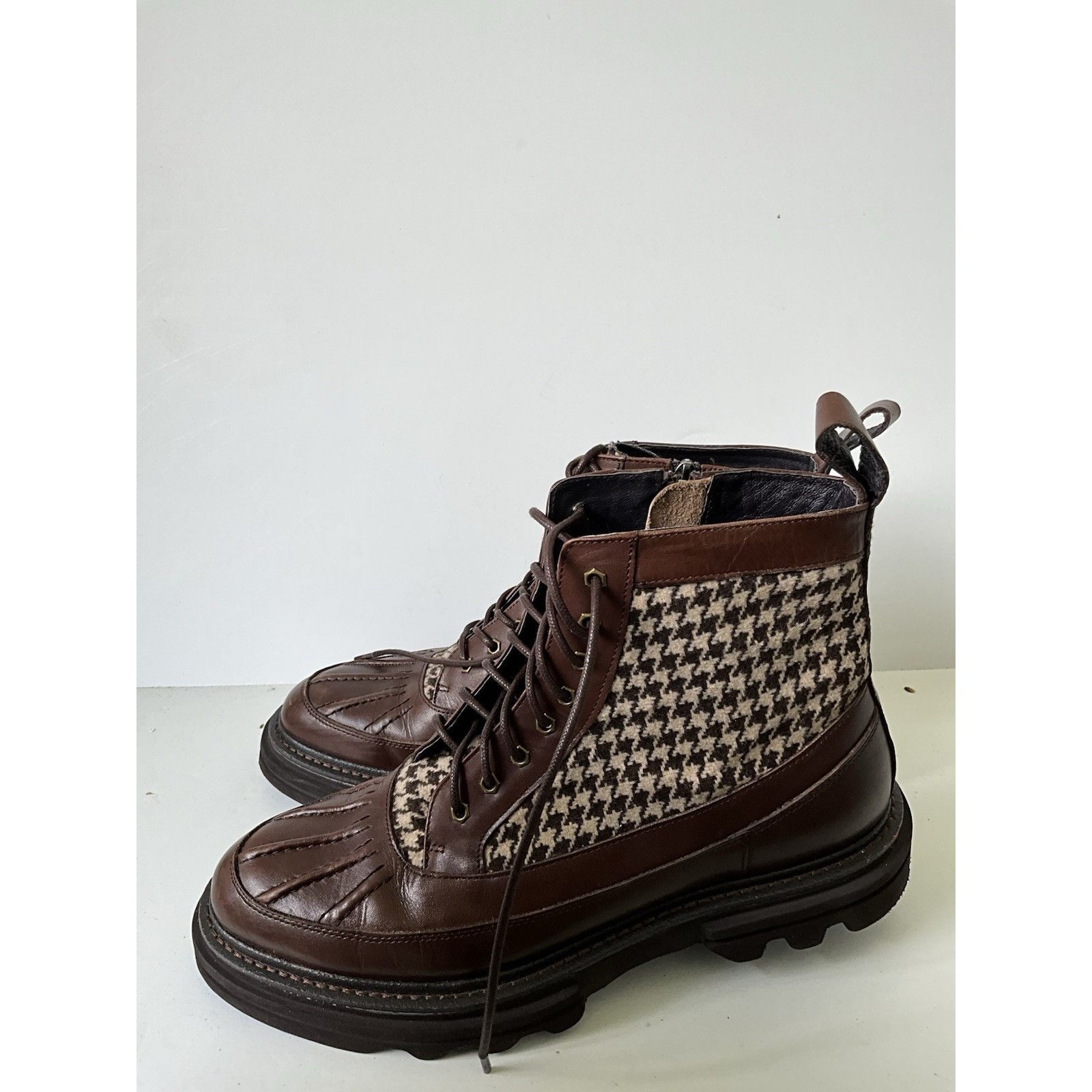 Other Marc Nolan Odin Leather Houndstooth Combat Boot Lace-Up Side Size US 9 / EU 42 - 2 Thumbnail