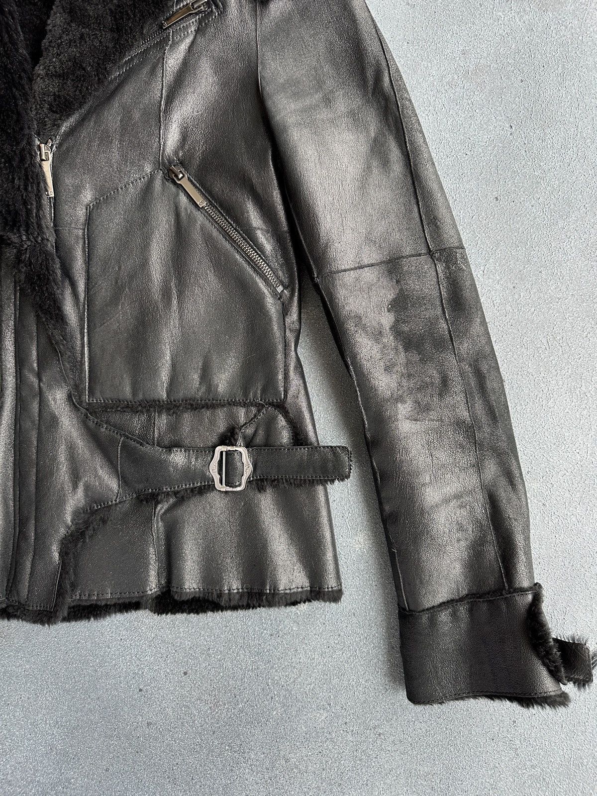 Christian Dior Monsieur 2003 DIOR John Galliano Rabbit Fur Black Strap Coat Jacket Size M / US 6-8 / IT 42-44 - 7 Thumbnail