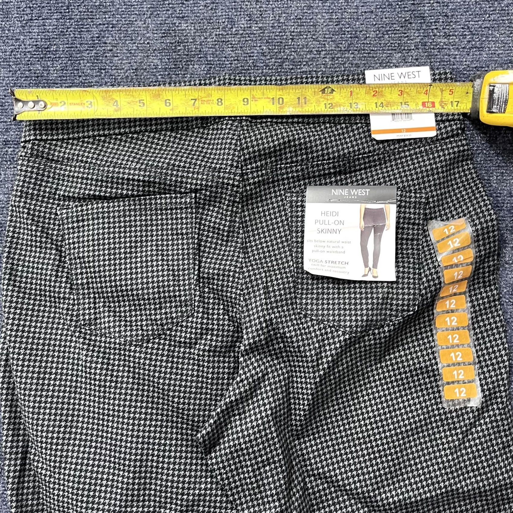 Nine West Nine West Pants Womens 12 Black White Houndstooth Heidi Pull-On Skinny Yoga Stretch Casual Workwear Size 34" / US 12 / IT 48 - 5 Thumbnail