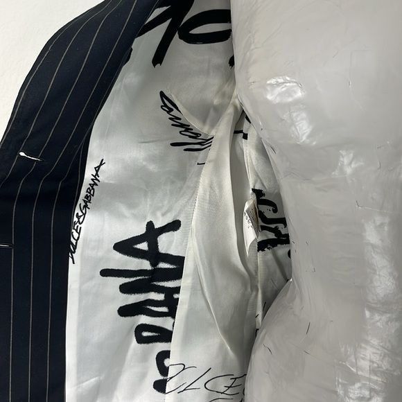 Dolce & Gabbana × Vintage Dolce and Gabbana Pinstriped Cotton Wide Lapel Tailored Blaz Size M / US 6-8 / IT 42-44 - 11 Thumbnail