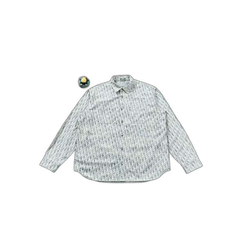 Dior Dior Blue Oblique Print Long Sleeve Shirt-2505 Size US M / EU 48-50 / 2 - 1 Thumbnail