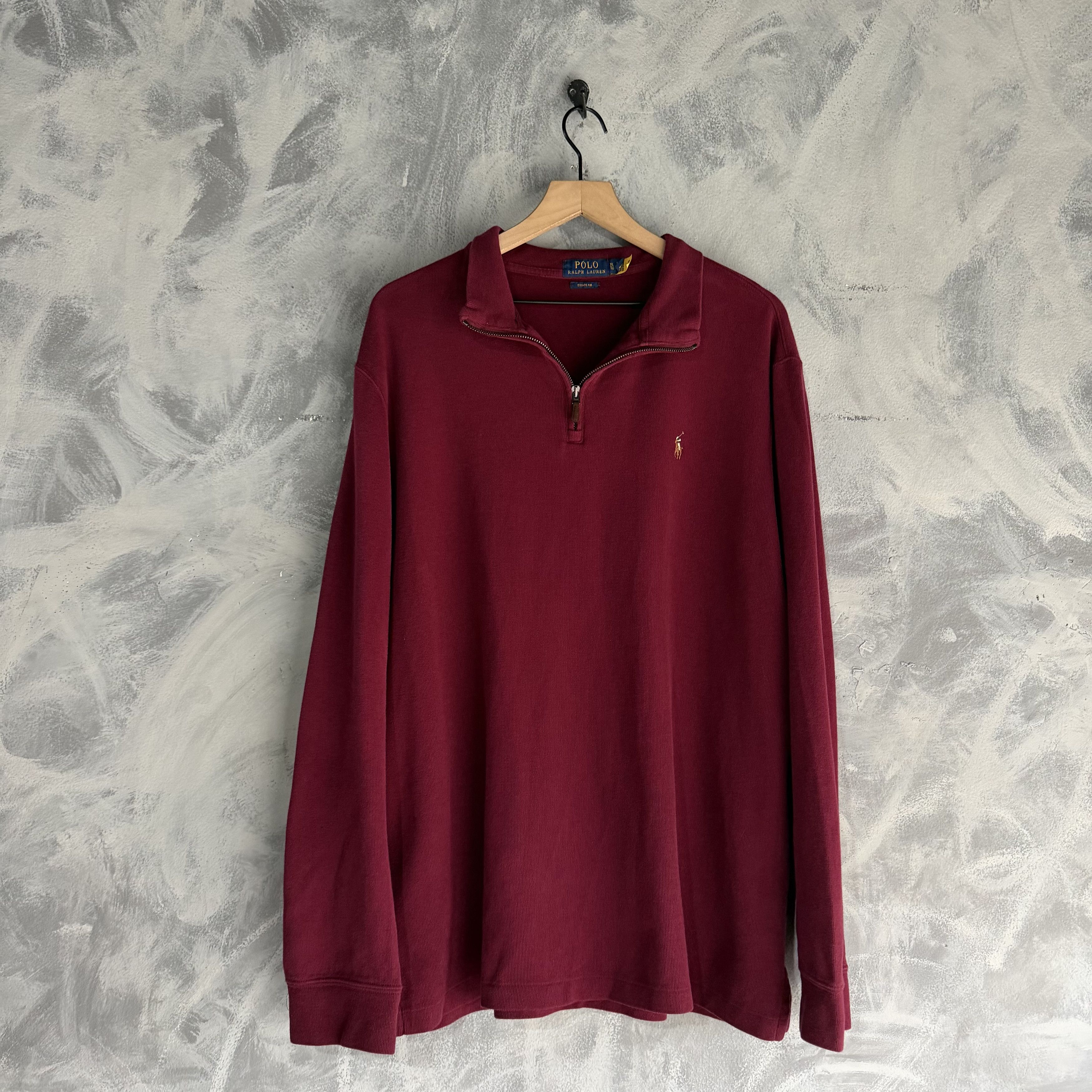 Polo Ralph Lauren Polo Ralph Lauren Sweater Mens XL Dark Red Burgundy 1/4 Zip Size US XL / EU 56 / 4 - 1 Thumbnail