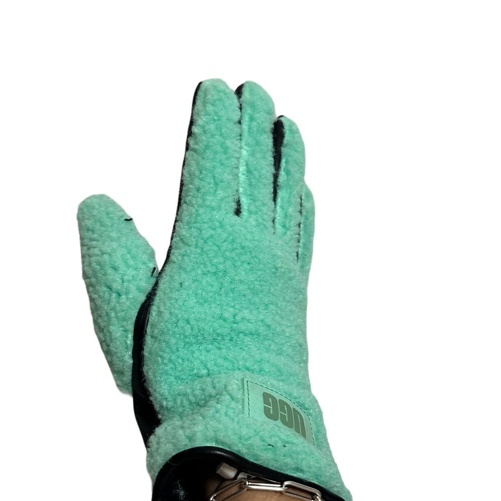 Ugg UGG Leather & Faux Shearling Gloves SMALL PALE EMERALD Size ONE SIZE - 6 Thumbnail