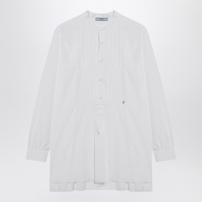 Prada Prada White Cotton Canvas Shirt Size S / US 4 / IT 40 - 1 Thumbnail