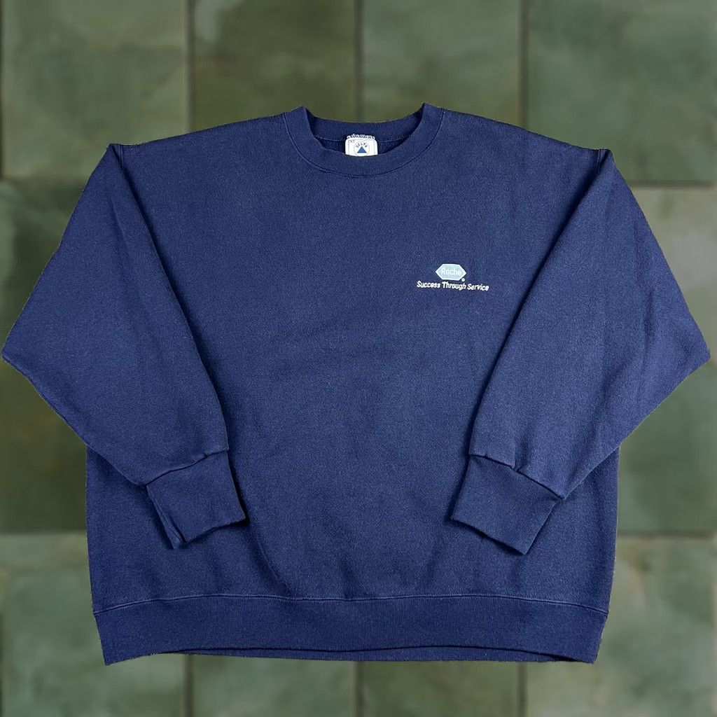 Delta VINTAGE Delta Sweatshirt Shirt Mens 90s Navy Blue Crewneck Embroidered XL 50/50 Elevated 90s Vintage Decade Theme Hemmed Continuous Size US XL / EU 56 / 4 - 1 Thumbnail