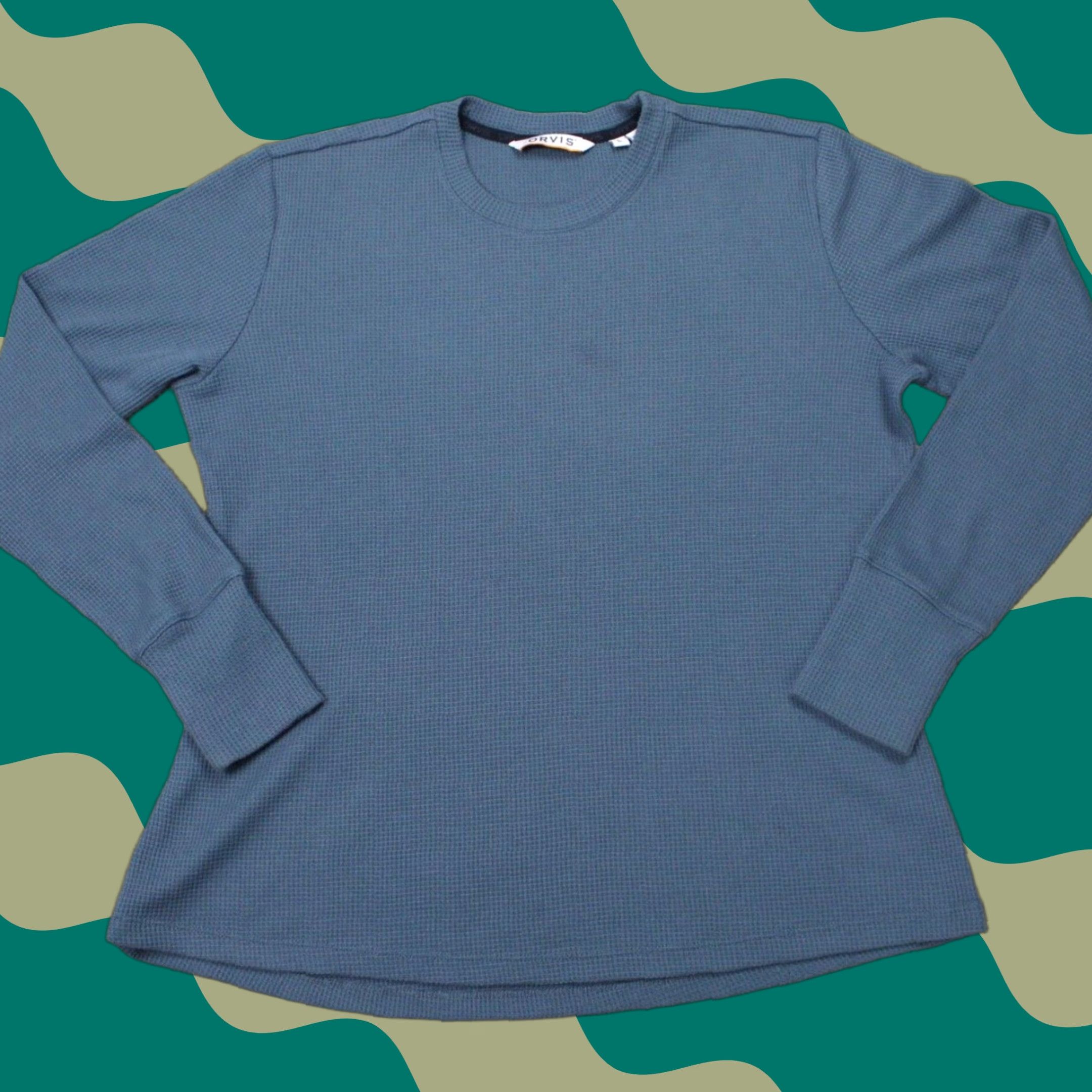 Orvis Orvis Shirt Mens Large Blue Waffle Knit Cotton/Polyester Long Sleeve Pullover Size US L / EU 52-54 / 3 - 1 Thumbnail