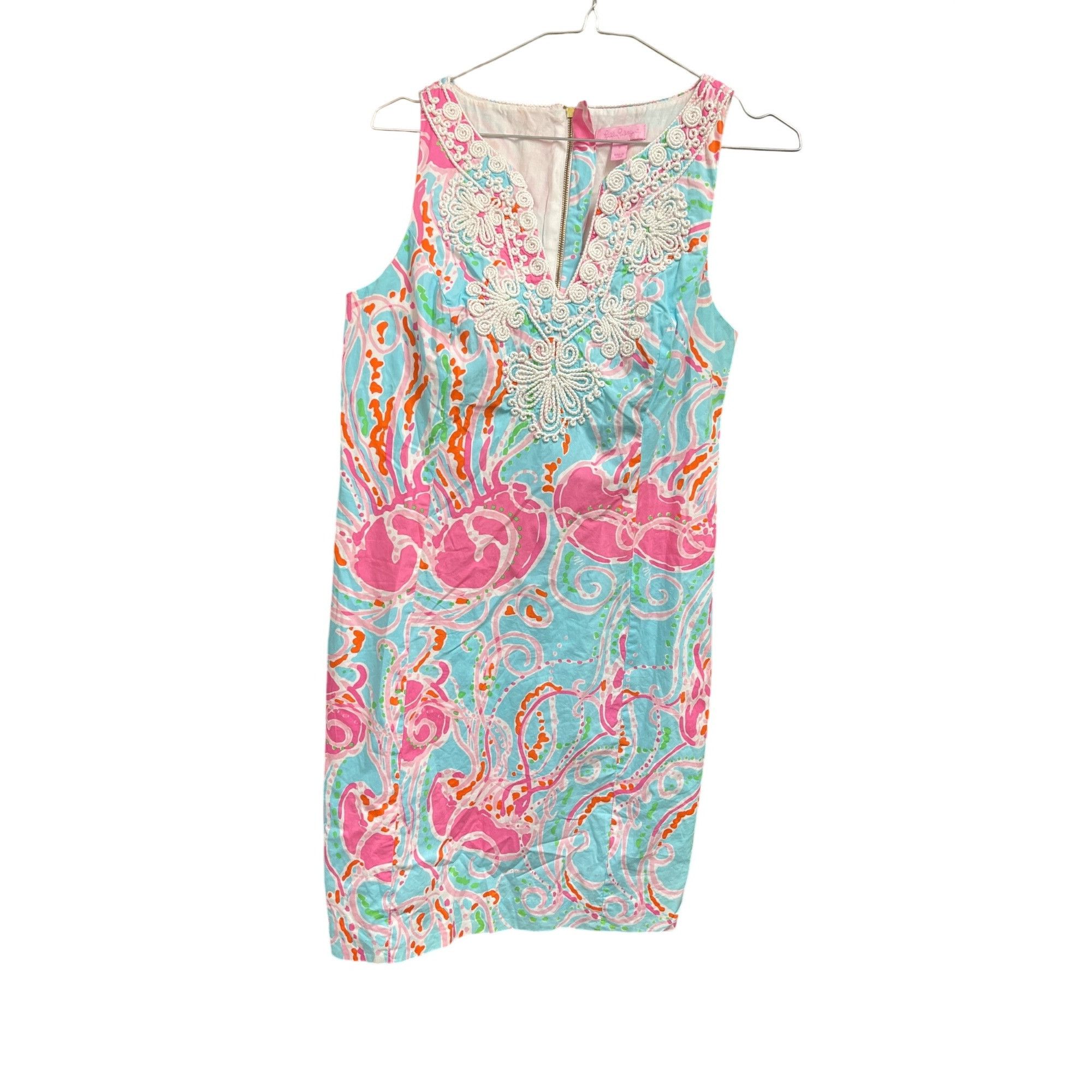 Lilly Pulitzer Lily Pulitzer wms pink aqual embroided spring summer midi dr Size M / US 6-8 / IT 42-44 - 16 Thumbnail