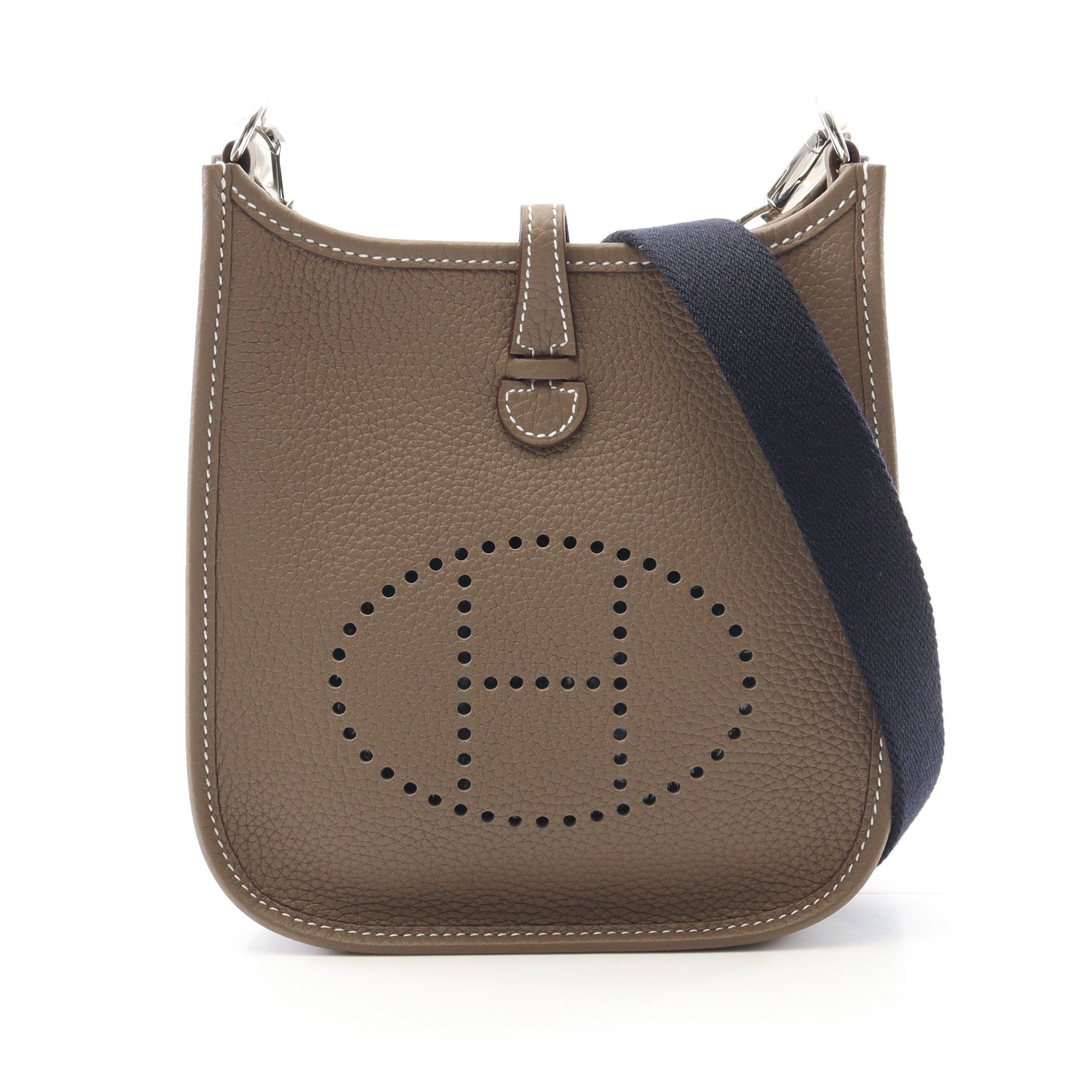 Hermes Evelyn Tpm Amazon Etoupe Shoulder Bag Clemence Leather Gray Brown Silver Hardware K Stamp, Women's