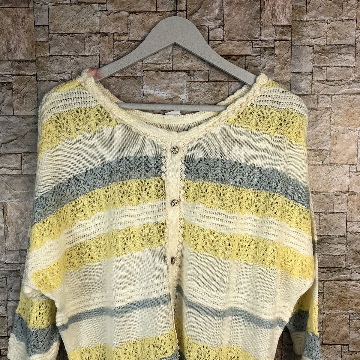 Japanese Brand × OVER THE STRiPES Japanese Brand Stripe White Knitwear #A1070 Size M / US 6-8 / IT 42-44 - 5 Thumbnail