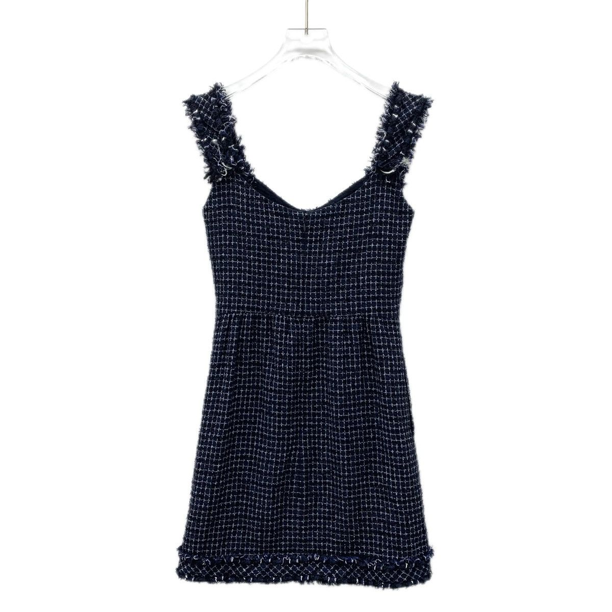Chanel Chanel Dark Blue Cotton Tweed Woven Cami Dress K26WX Size XXS / US 00 / IT 34 - 2 Thumbnail