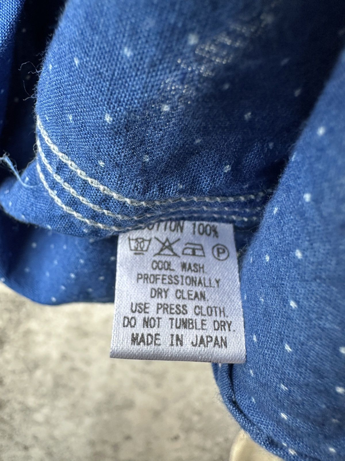 Pherrow's STORMY BLUE Union polka dotted indigo cotton work shirt Size US S / EU 44-46 / 1 - 10 Thumbnail