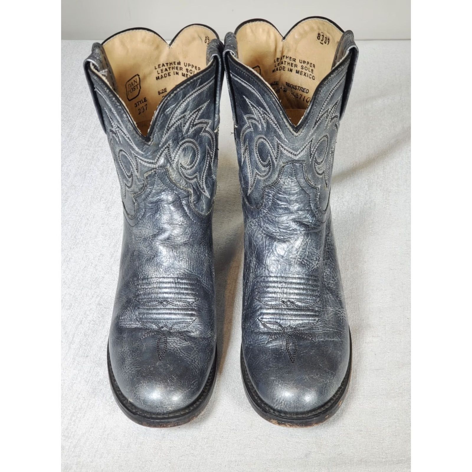 Dan Post Dan Post Short Ankle Boots 237 Metallic Pewter Leather Round Toe Women's US 7.5 Leather Cowgirl Western Bootie Size 30" / US 8 / IT 44 - 7 Thumbnail