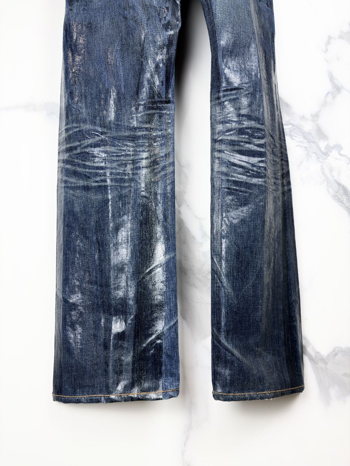 Dior × Hedi Slimane AW03 Dior Homme Luster Waxed Coated Clawmark Denim Jeans Size US 36 / EU 52 - 4 Thumbnail