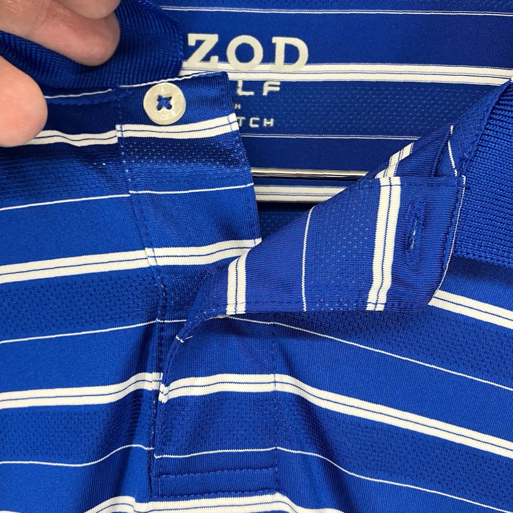 Izod IZOD Golf Polo Shirt 2XL Short Sleeve Striped Stretch Blue Mens Size US XXL / EU 58 / 5 - 5 Thumbnail