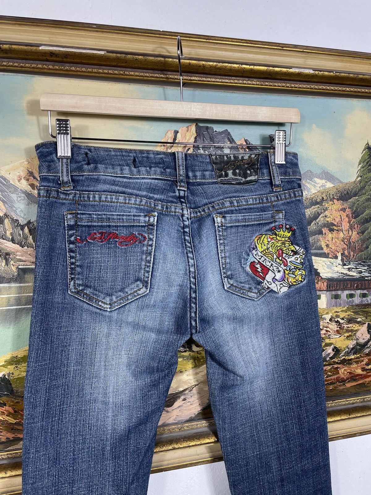 Ed Hardy × Vintage Ed Hardy Vintage Y2k Low Rise Denim Trousers Jeans Drip Swag Size 26" / US 2 / IT 38 - 1 Thumbnail